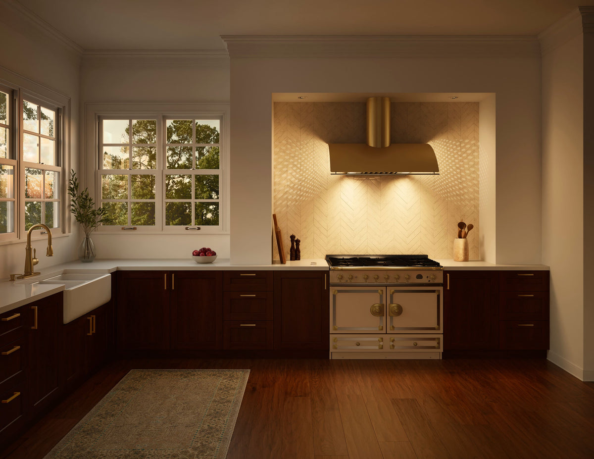 Zephyr - 42 inches - Externally Vented - Shell Range Hood - Gold