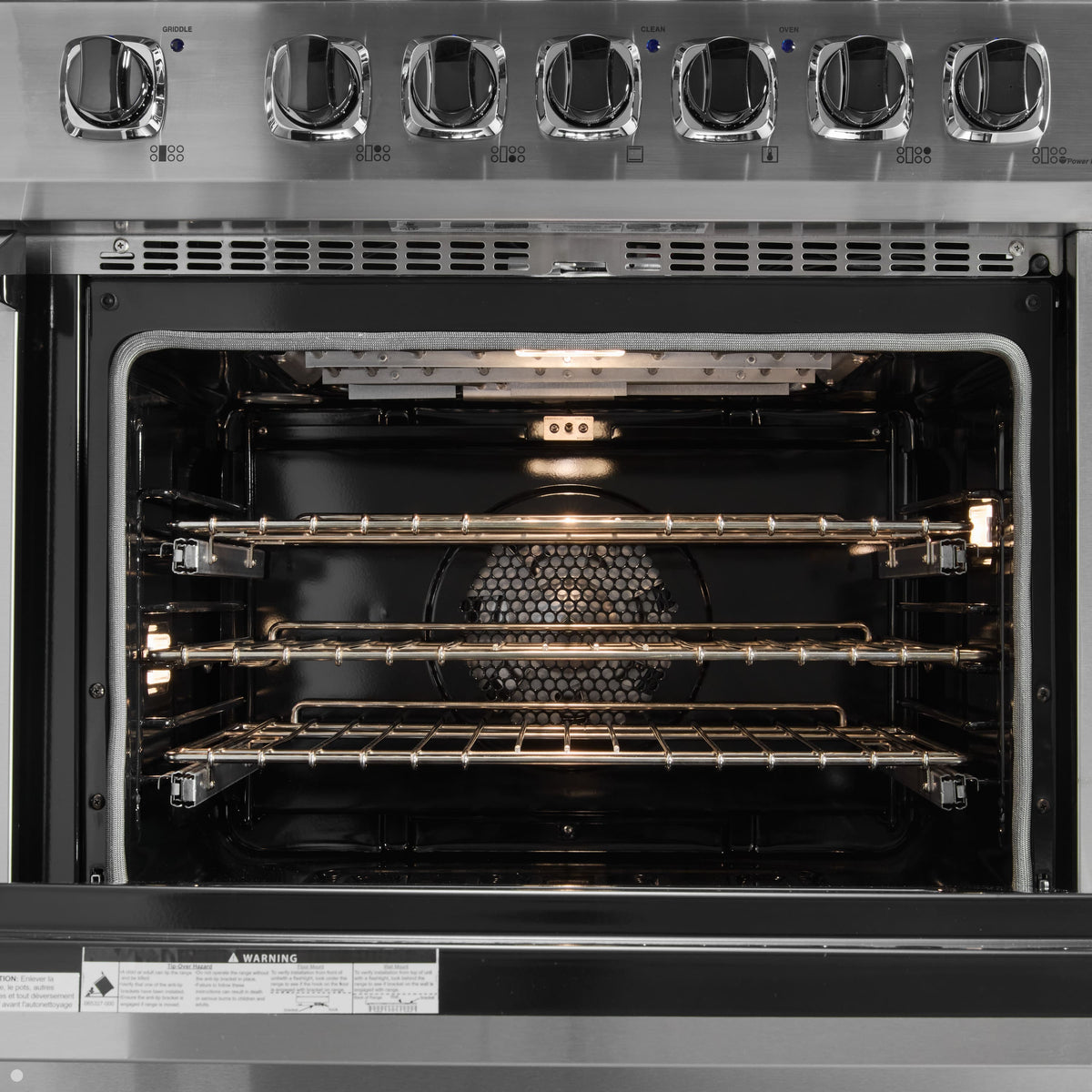Viking - 36"W. Pro5S 5.6 Cu.Ft. Freestanding Self-Clean Sealed 4B LP Dual Fuel Convection Rng/Grdl-Stainless Steel/Brushed Brass - Stainless Steel