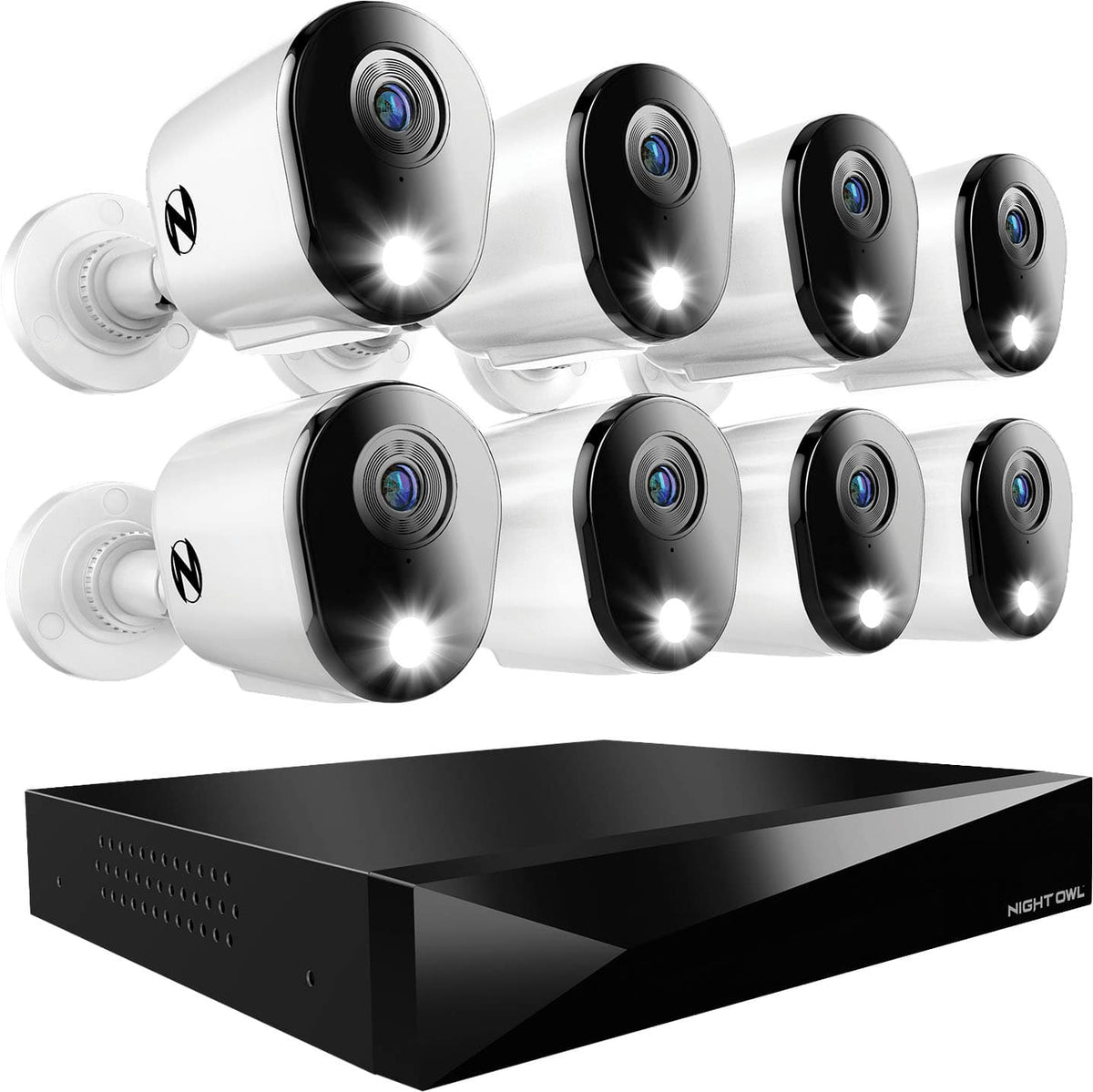 Night Owl - 8 Channel 2K (4MP) DVR with 8 (4MP) Cameras and 2TB Storage, Expandable up to 4 Additional Wi-Fi Cameras - White