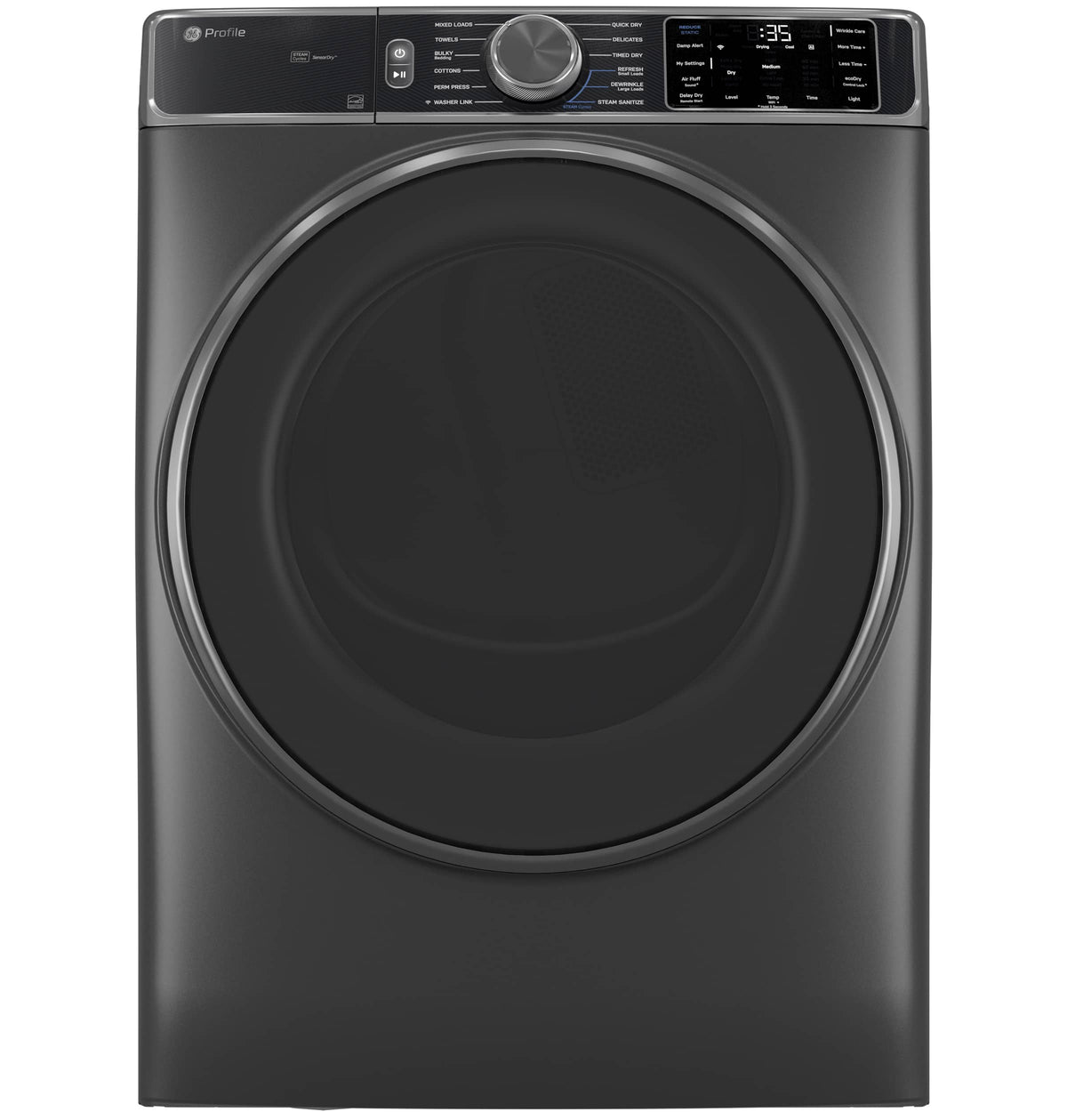 GE Profile - 7.8 Cu. Ft. Stackable Smart Electric Dryer with Steam and Sanitize Cycle - Carbon Graphite