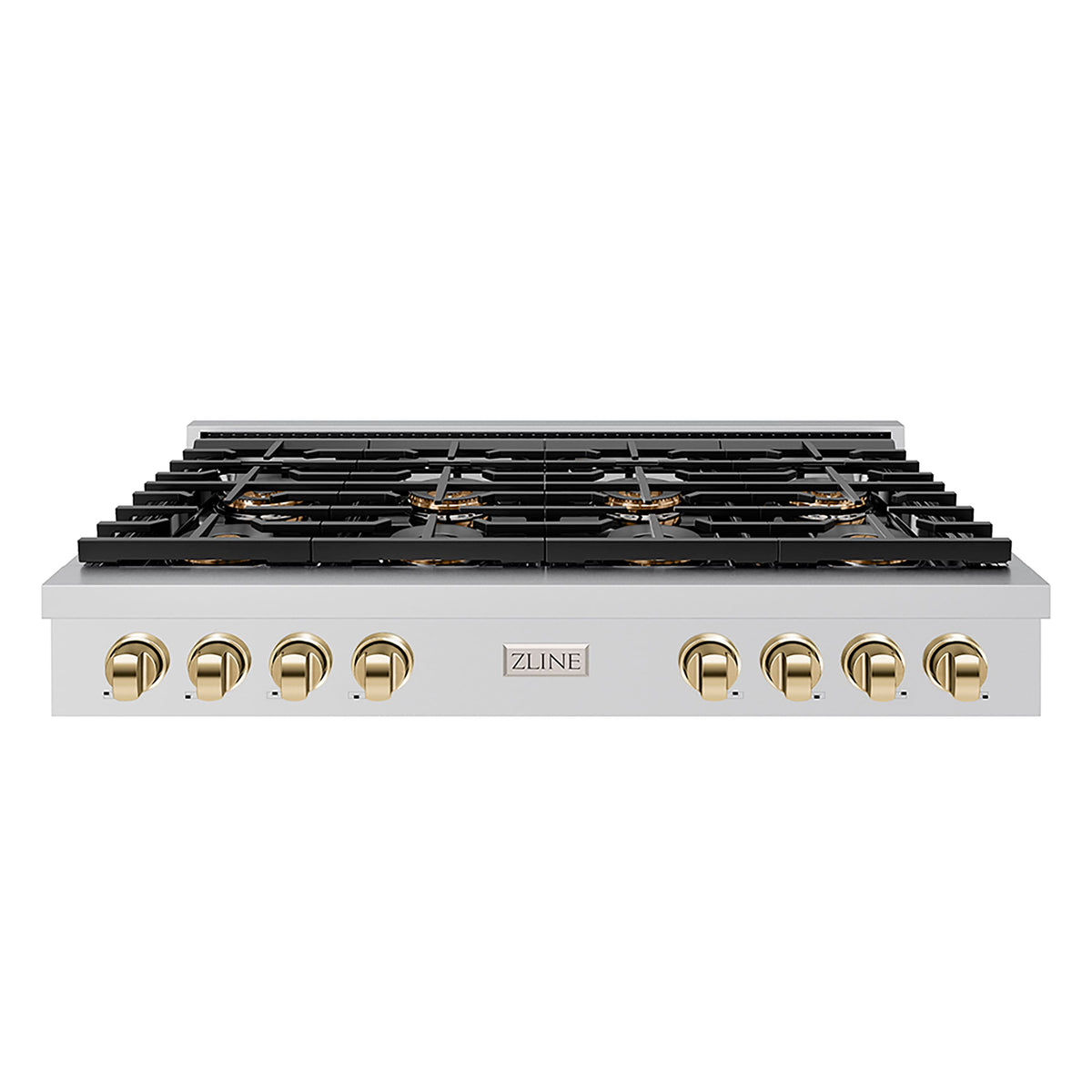 ZLINE - 48 in. Wide 8 Burner Autograph Paramount Cooktop with DuoPro Burners and Gold Accents (PSRTZ-48-G) - Stainless Steel