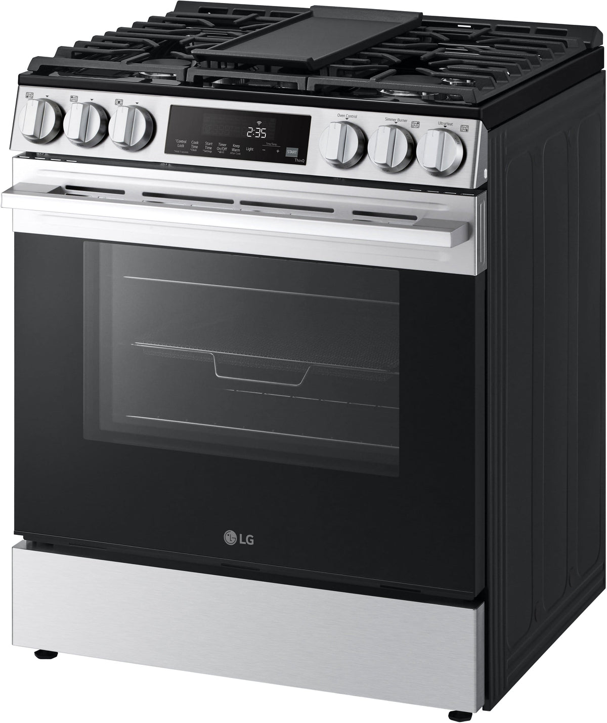 LG - 30-in Wide 5.8 Cu. Ft. Slide-In Gas True Convection Smart Range with 5 Burners, Air Fry and UltraHeat 20K Burner - Stainless Steel