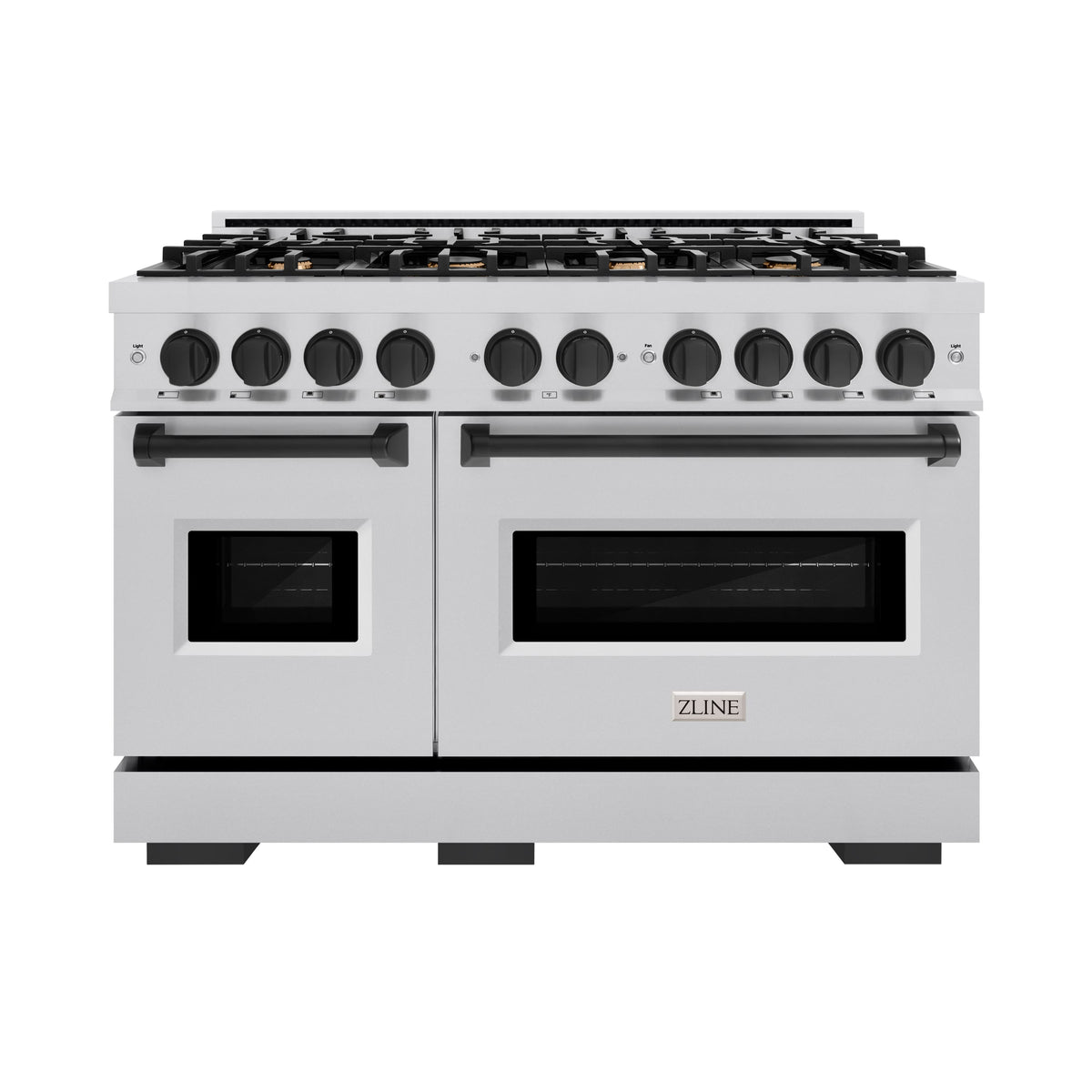 ZLINE - 48 in. Wide 8 Burner Autograph Edition Classic Gas Range with Matte Black Accents (CGRZ-48-MB) - Stainless Steel
