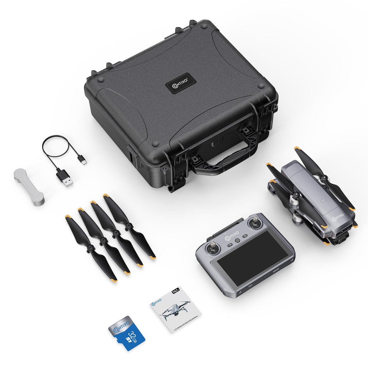 Contixo - F33 Vortex 4K GPS Drone with 2-Axis Gimbal, 6KM Range, 40-Min Flight, 5.5" HD Screen & Brushless Motor - Dark Gray