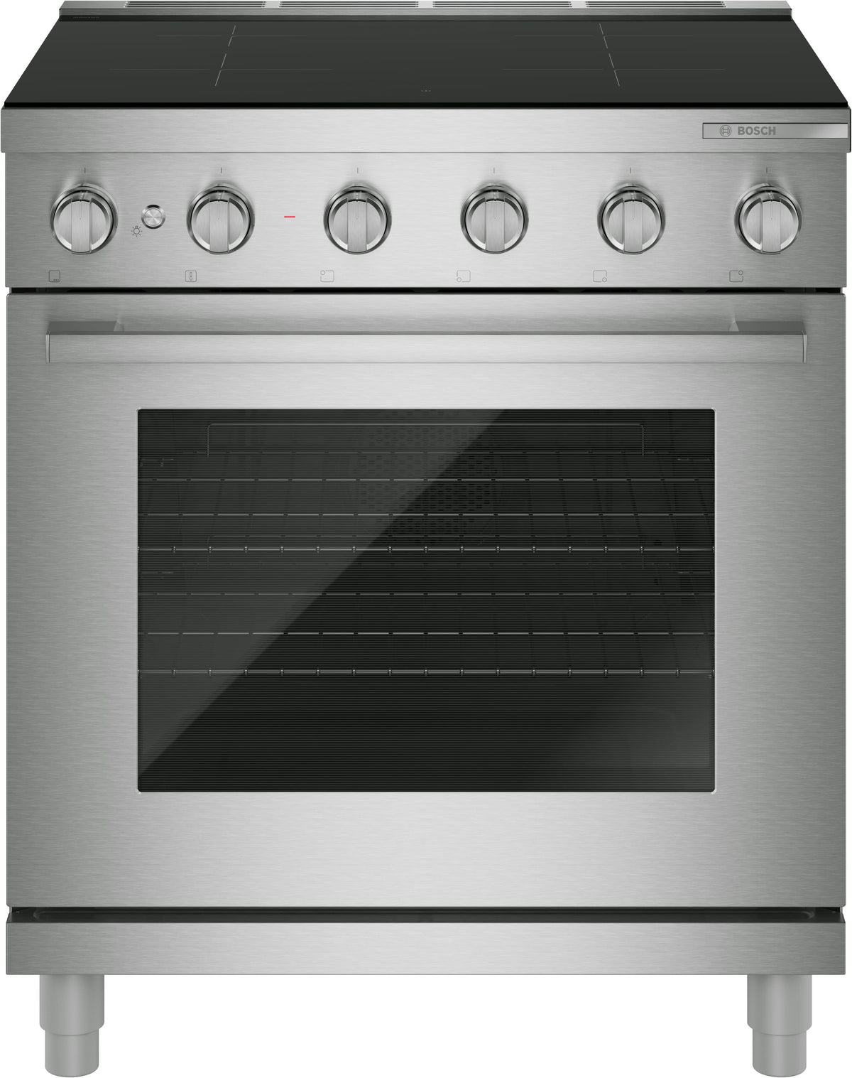 Bosch - 500 Series 30 in. Wide 4.7 Cu. Ft. Industrial Style Electric Induction Range with 4 Elements - Stainless Steel