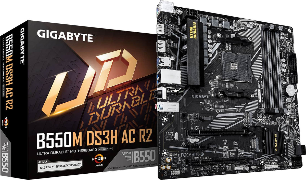 GIGABYTE - B550M DS3H AC R2 (Socket AM4) AMD B550 Micro-ATX DDR4 Wi-Fi 6 Motherboard - Black