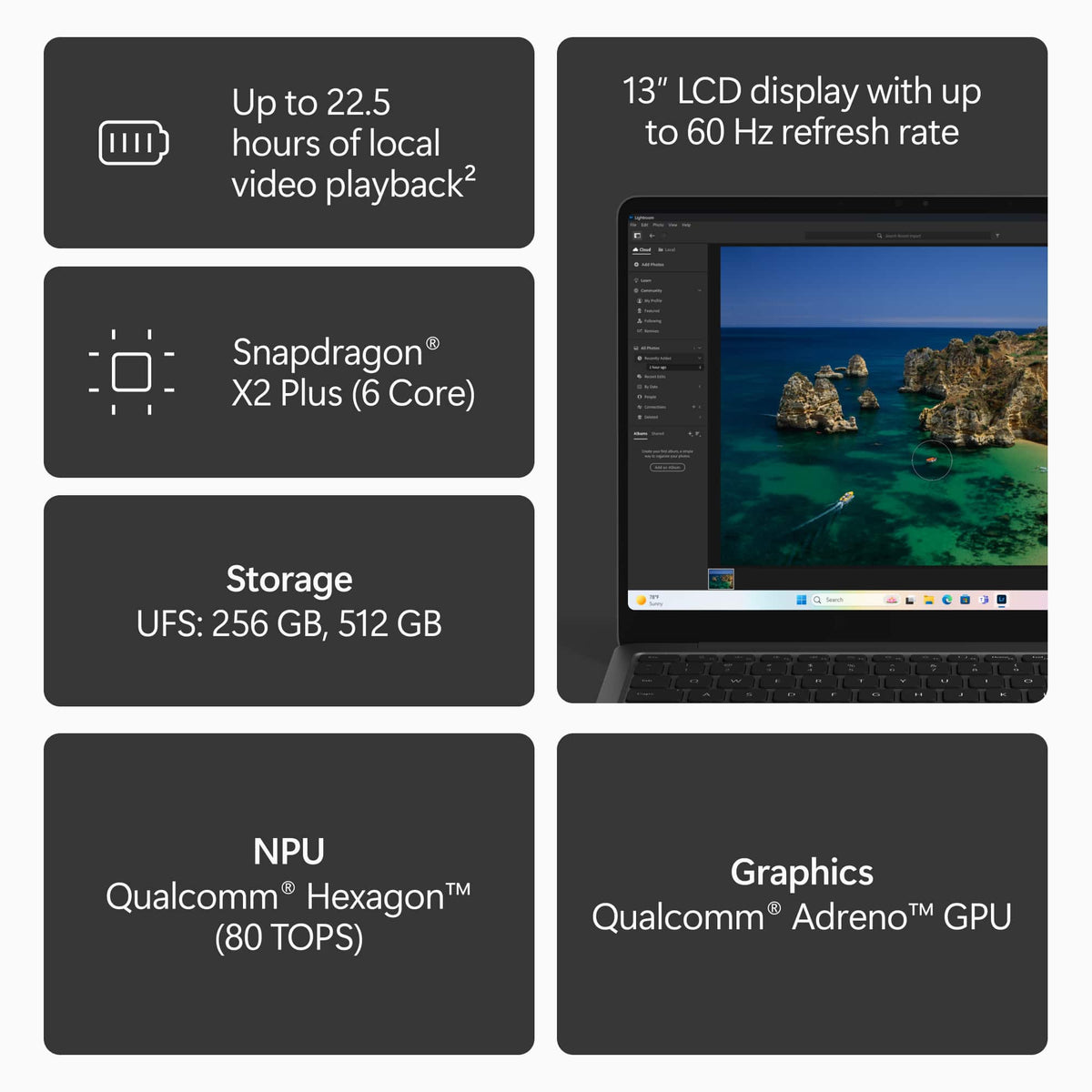 Microsoft - Surface Laptop - 13" 2K Touchscreen - Snapdragon X2 Plus (6 Core) 2026 - 16GB - 256GB UFS - Black