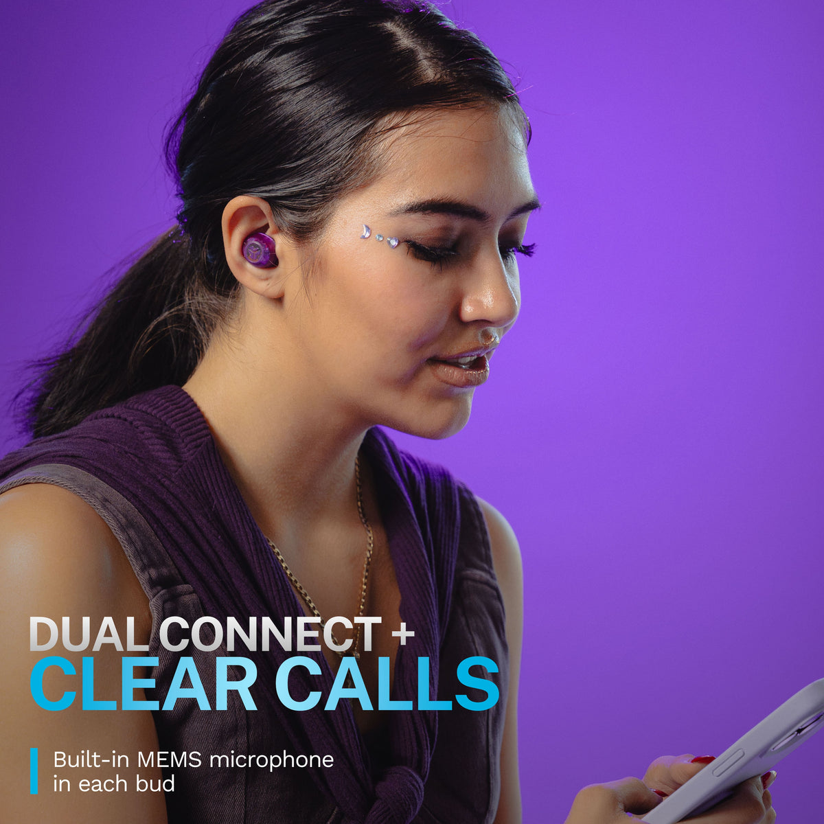 JLab - GO Pop ANC True Wireless Bluetooth Earbuds with Active Noise Cancelling, 24+ Hour Battery & Custom EQ - Transparent Purple