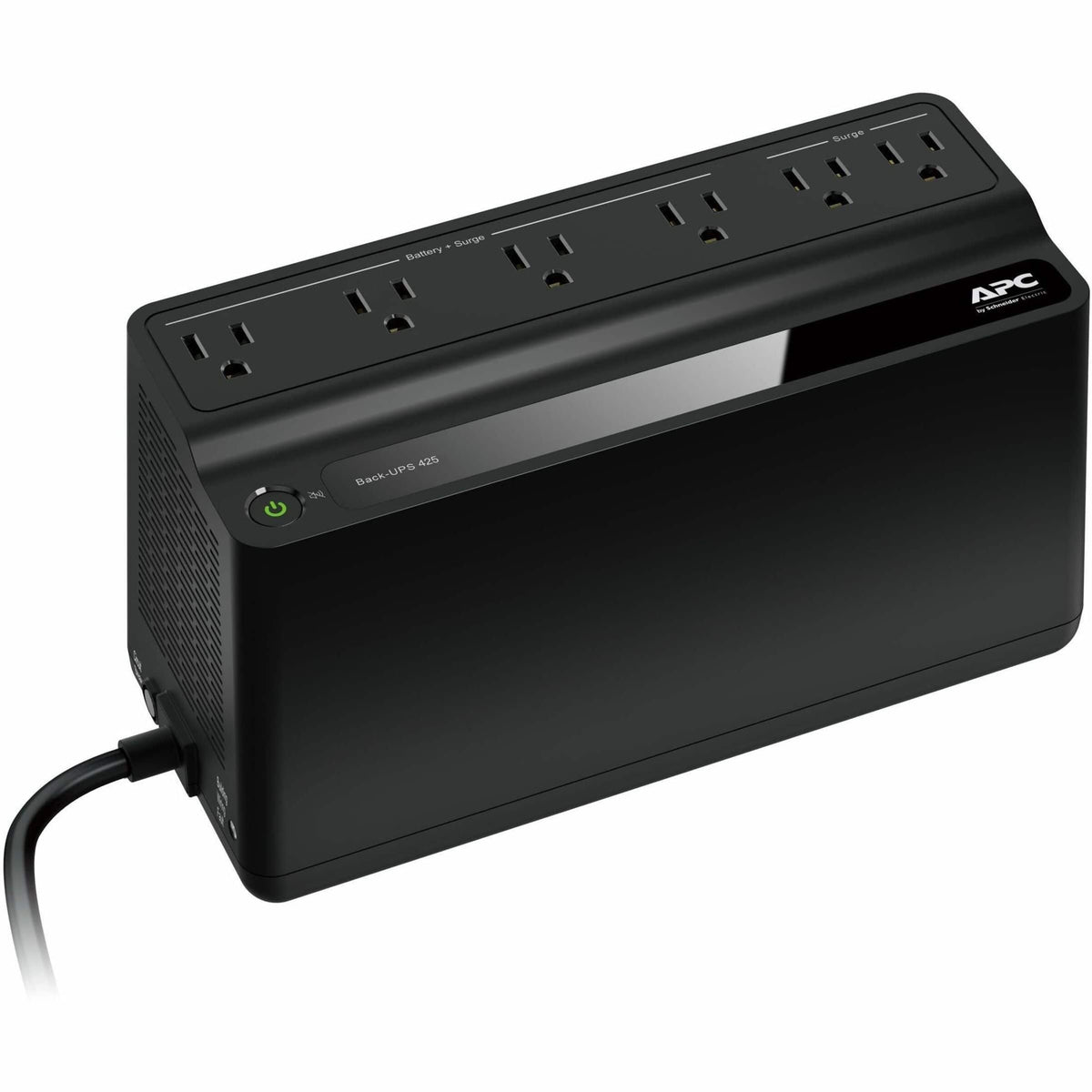 APC - UPS Battery Backup, 425VA/255W, Tower/Wall Mount, 6 Outlets, LED Indicator - Black