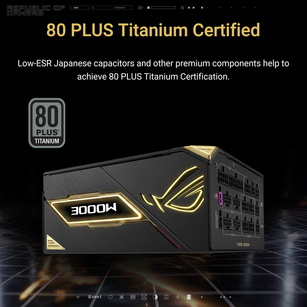 ASUS - ROG Thor 3000W 80 Plus Titanium Fully Modular ATX 3.1 PCIe 5.1 Power Supply with Dual-Voltage Adaptive Design - 20th Edition