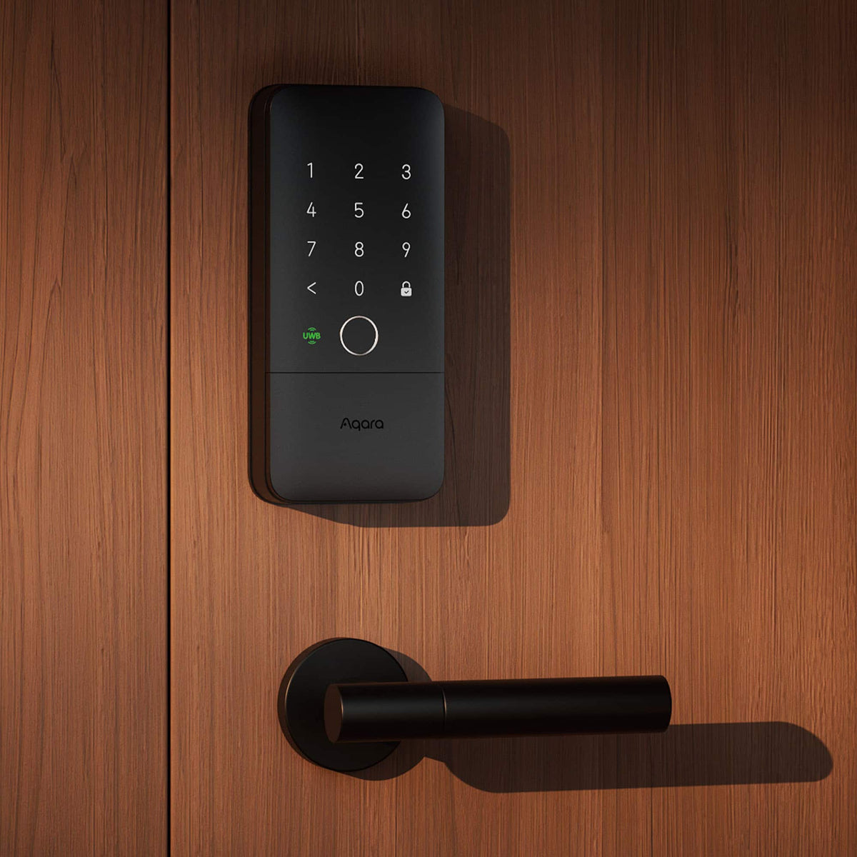 Aqara - UWB Smart Lock U400 Kit with M100 Hub, Matter, Thread, Wifi, Apple Home Key, Fingerprint, Rechargeable Battery - Black