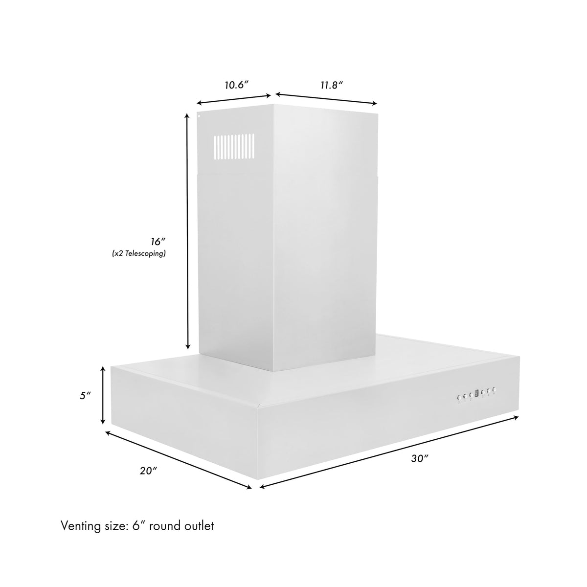 ZLINE - 30 inches - Externally Vented - Wall Range Hood - Stainless Steel