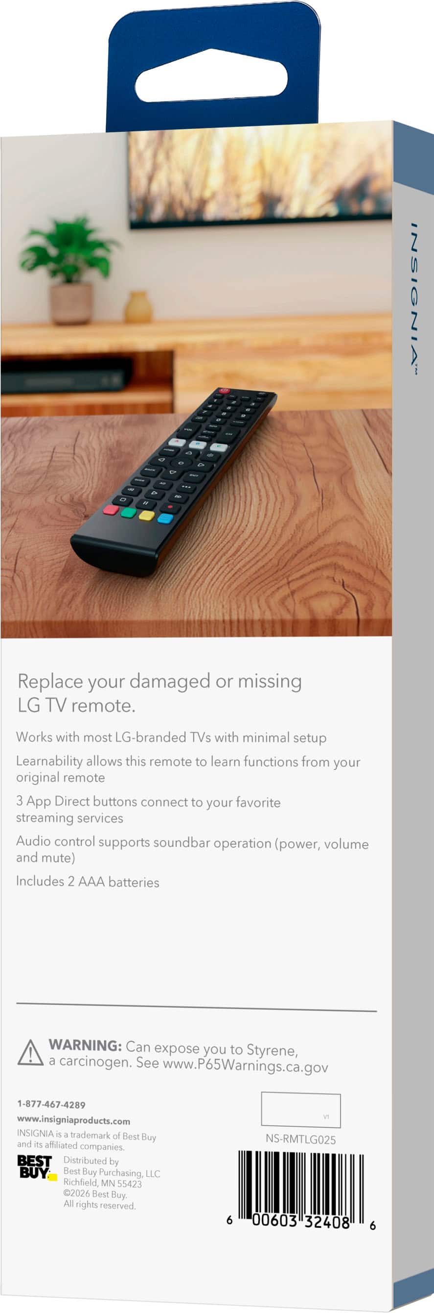 Insignia™ - Replacement Remote for LG TVs - Black