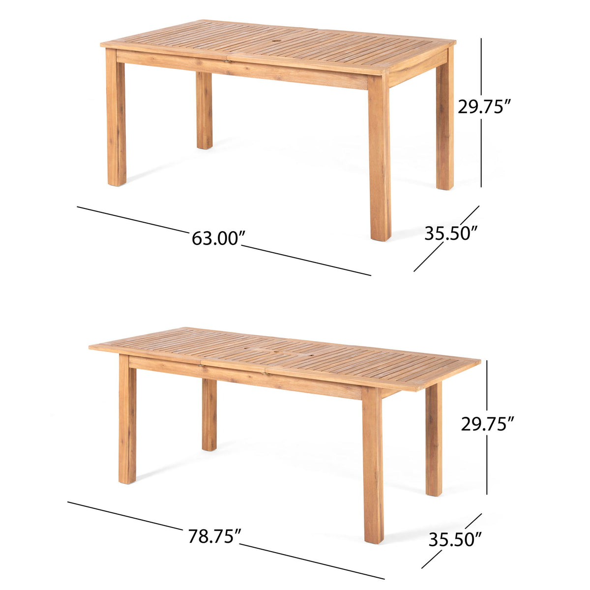 Outdoor Expandable Dining Table With Square Legs