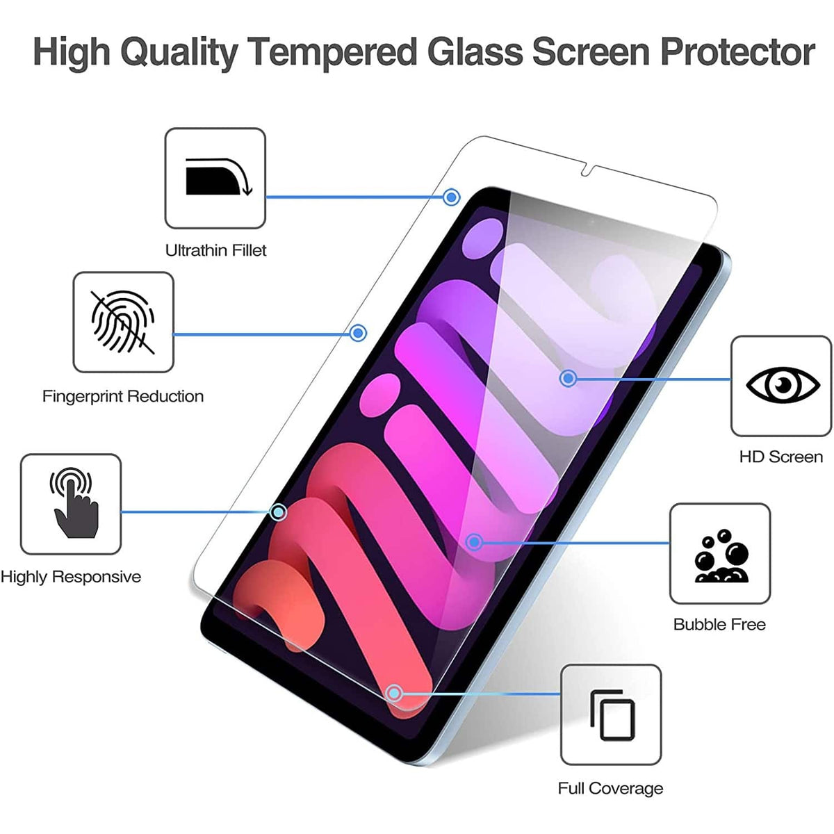 SaharaCase - ZeroDamage Tempered Glass Screen Protector for Apple iPad mini (A17 Pro) and Apple iPad mini (6th Generation 2021) - Clear