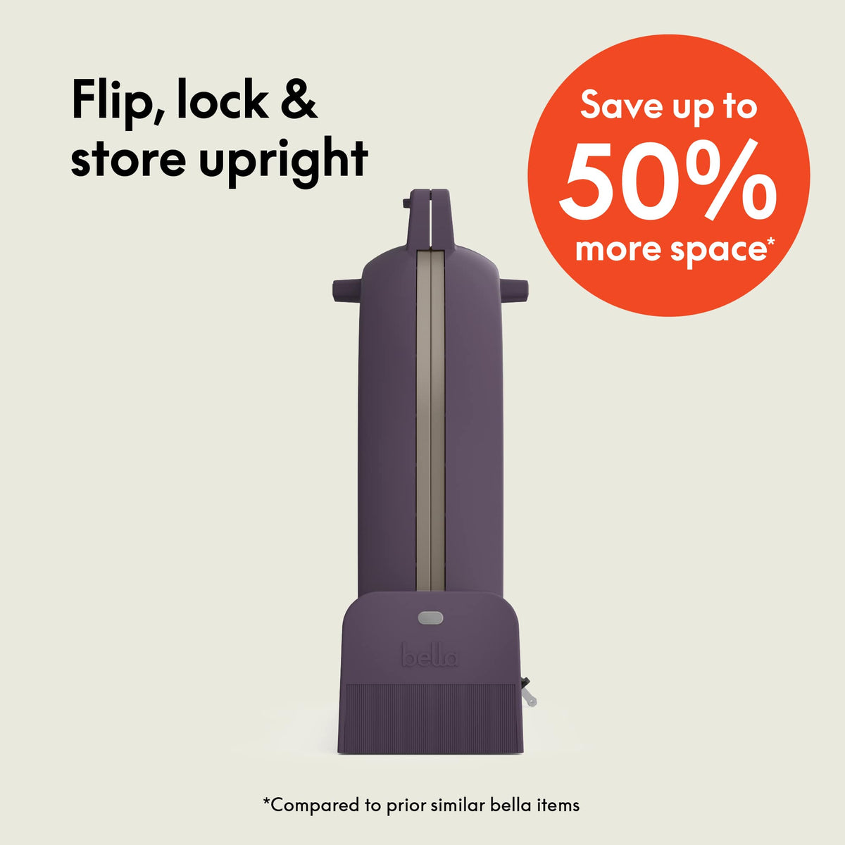 Bella - Fits-anywhere Kitchenware: Flip & Store Belgian Waffle Maker - Plum