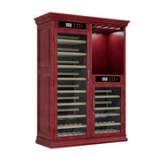 Enfriador de vino con control de temperatura de doble zona, puerta con aislamiento al vacío, iluminación LED, capacidad para 158 botellas - Cerezo