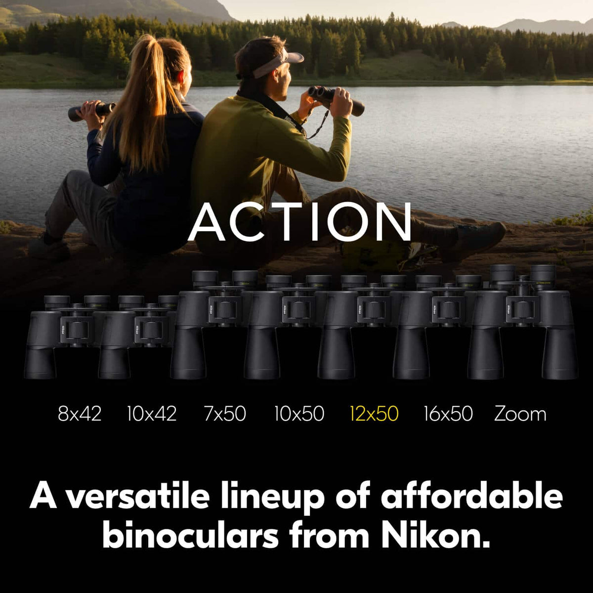 Nikon - ACTION 12x50 Binoculars - Black