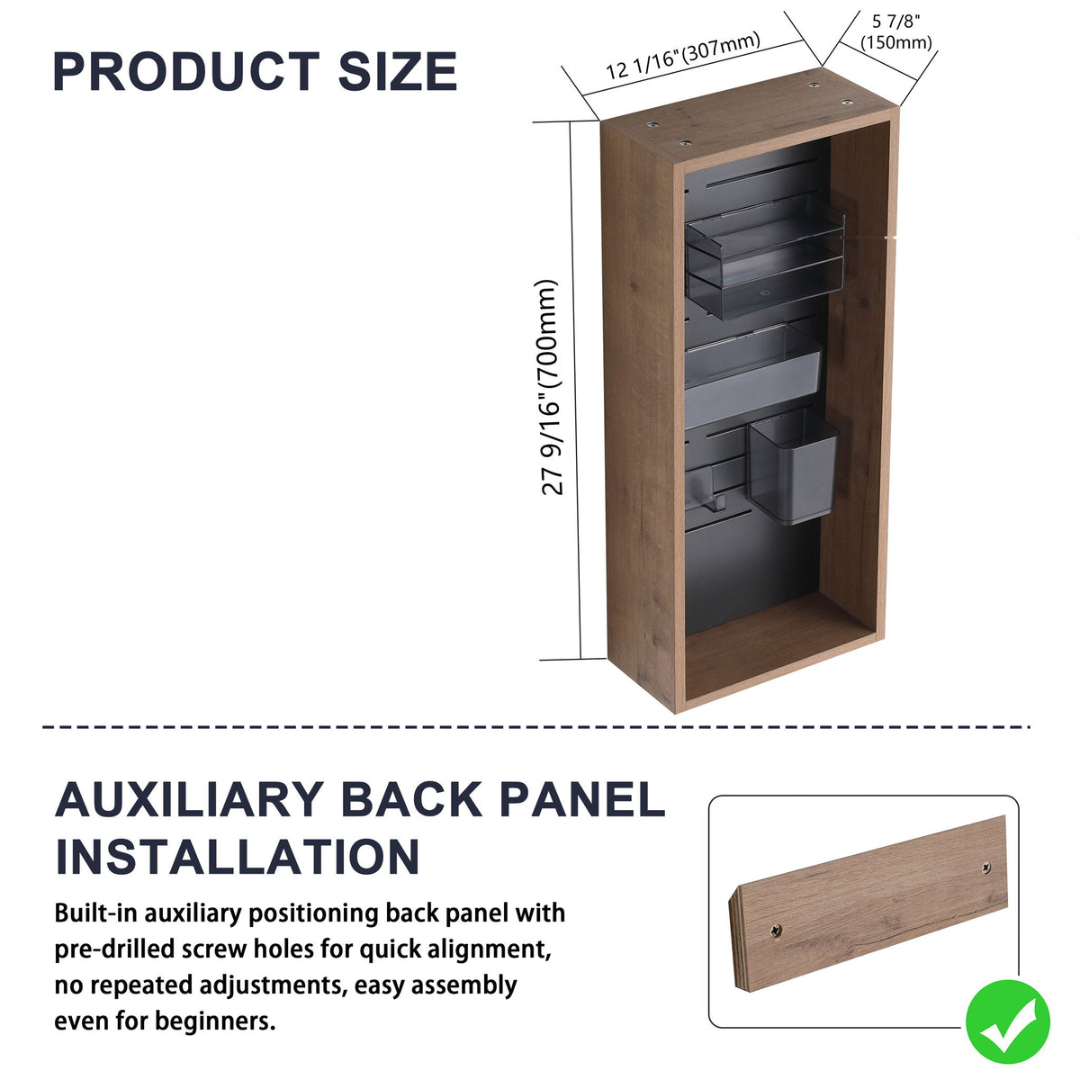 Armario de almacenamiento de pared con 4 accesorios de bricolaje - Roble imitación