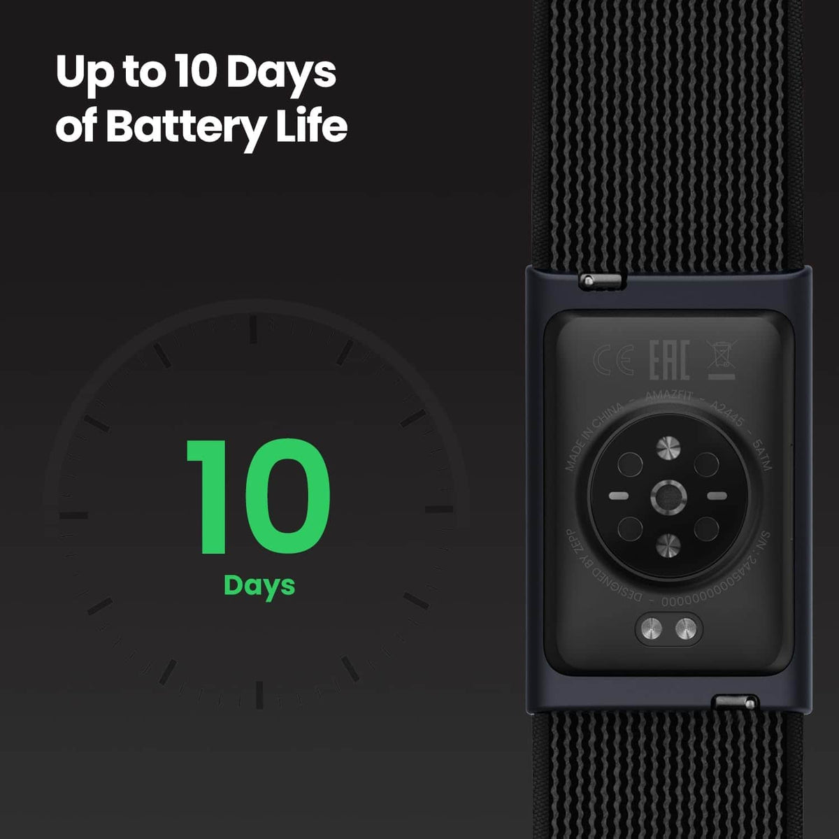 Amazfit - Helio Strap Fitness & Recovery Tracker - 10-Day Battery, 24/7 Health Tracking - No Subscription - Black - (2025)