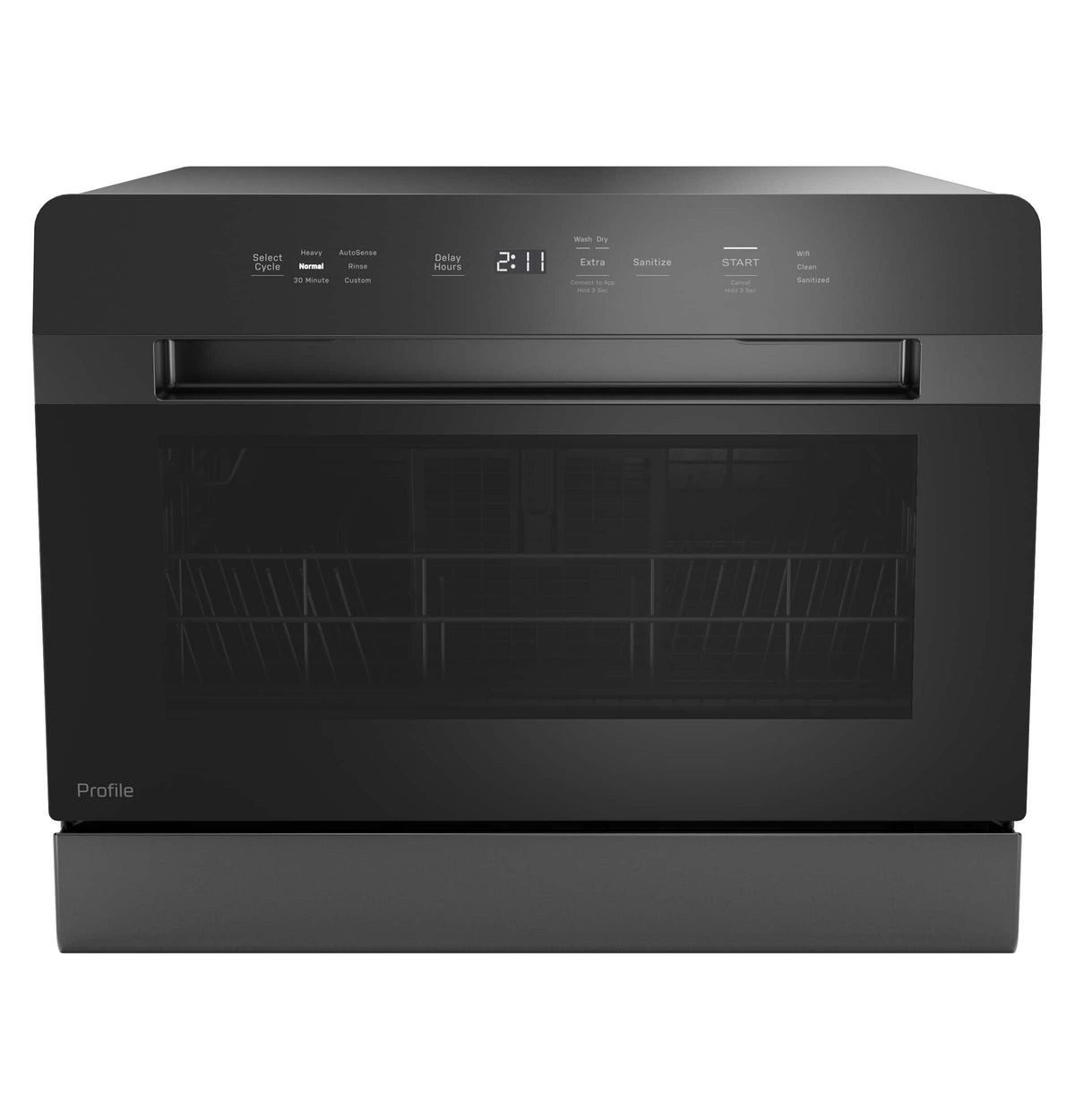 GE Profile - 21 7/10" Smart Countertop Dishwasher with Built-In Option - Black