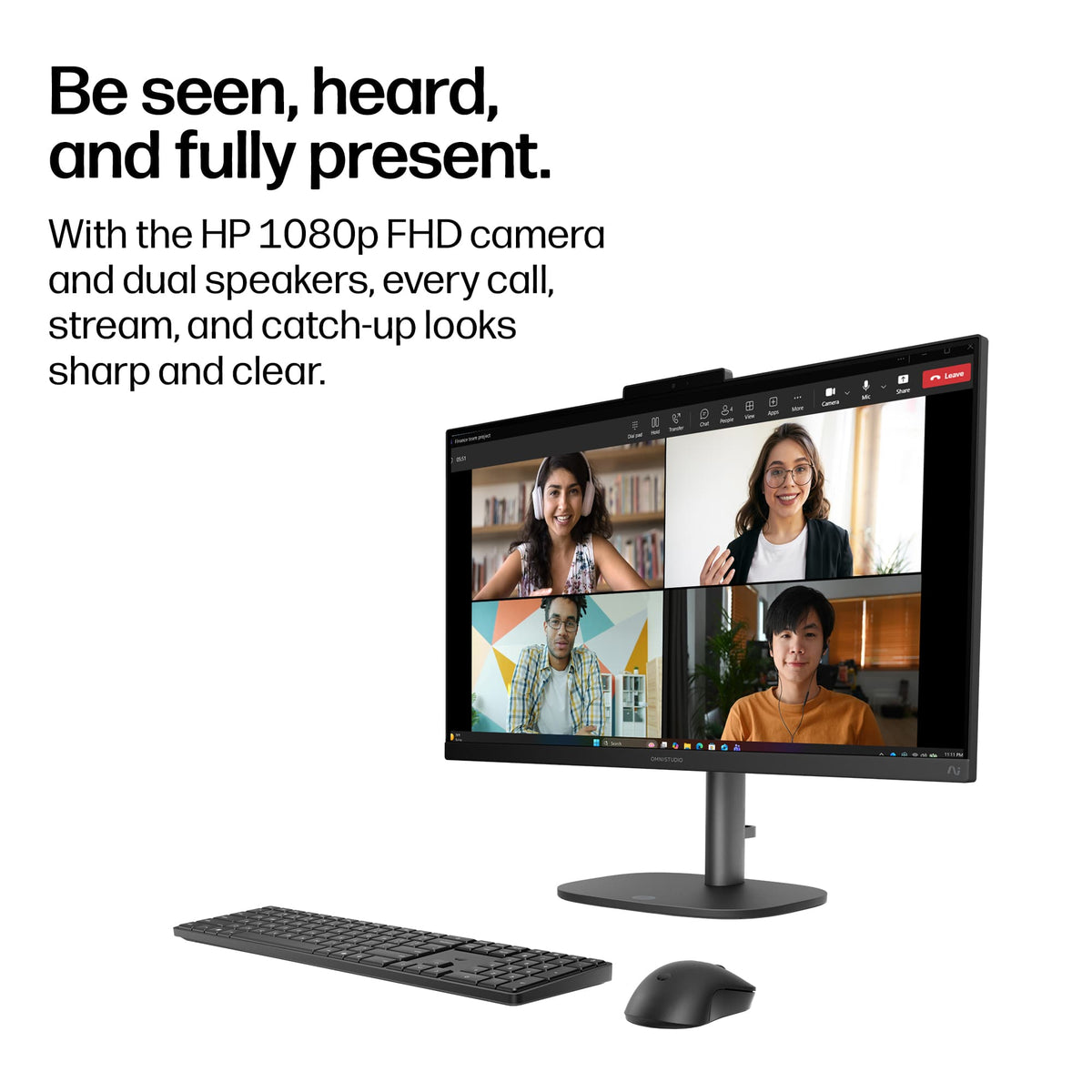 HP - OmniStudio 23.8" Full HD Touchscreen All-in-One w/ Adjustable Height - AMD Ryzen AI 5 - 16GB RAM - 512GB SSD - Copilot+ - Jet Black