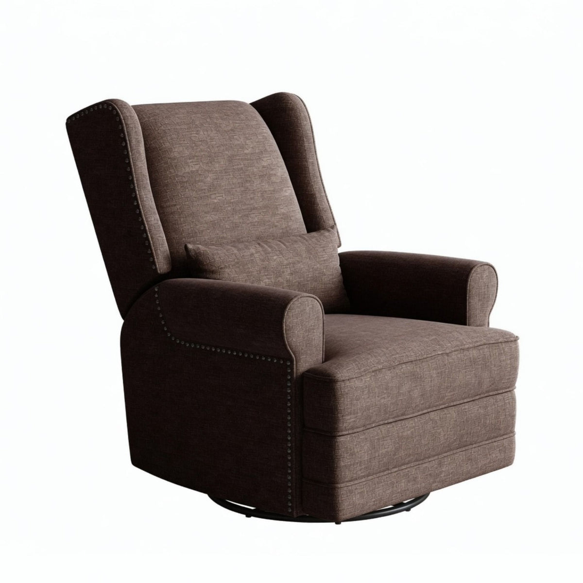 Sillón reclinable giratorio extra ancho con reposapiés - Marrón