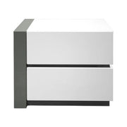 Nightstand Bedside Table With 2 Drawer For Bedroom - White / Silver