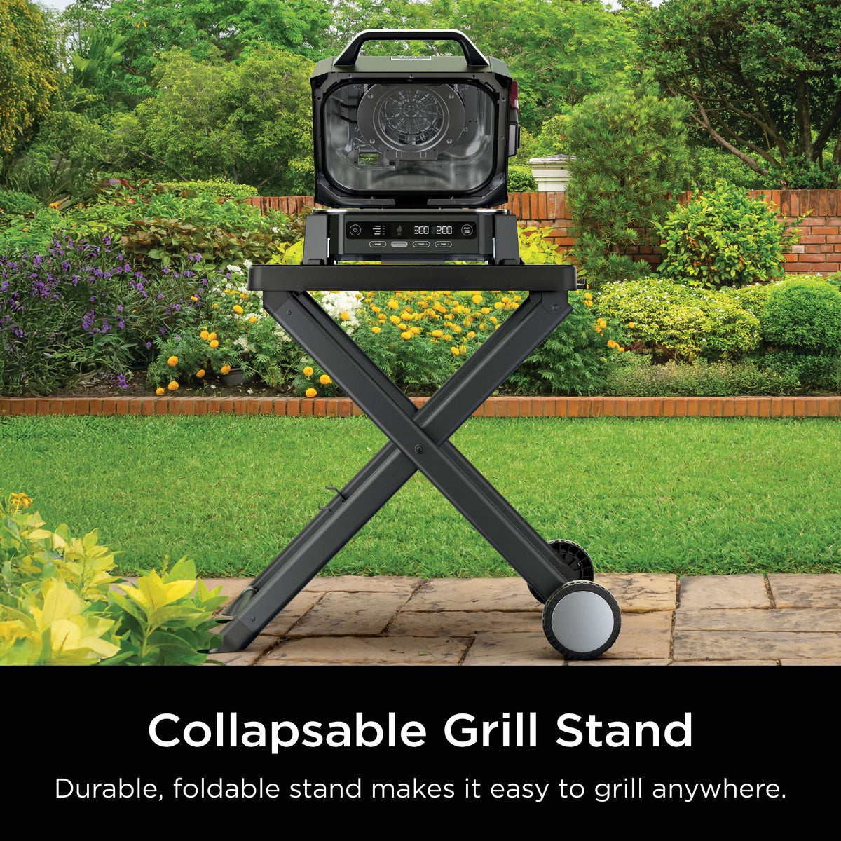 Ninja - Woodfire Outdoor Grill & Smoker, 4-in-1 Functionality, Authentic Woodfire Flavors, Electric Heat - Black
