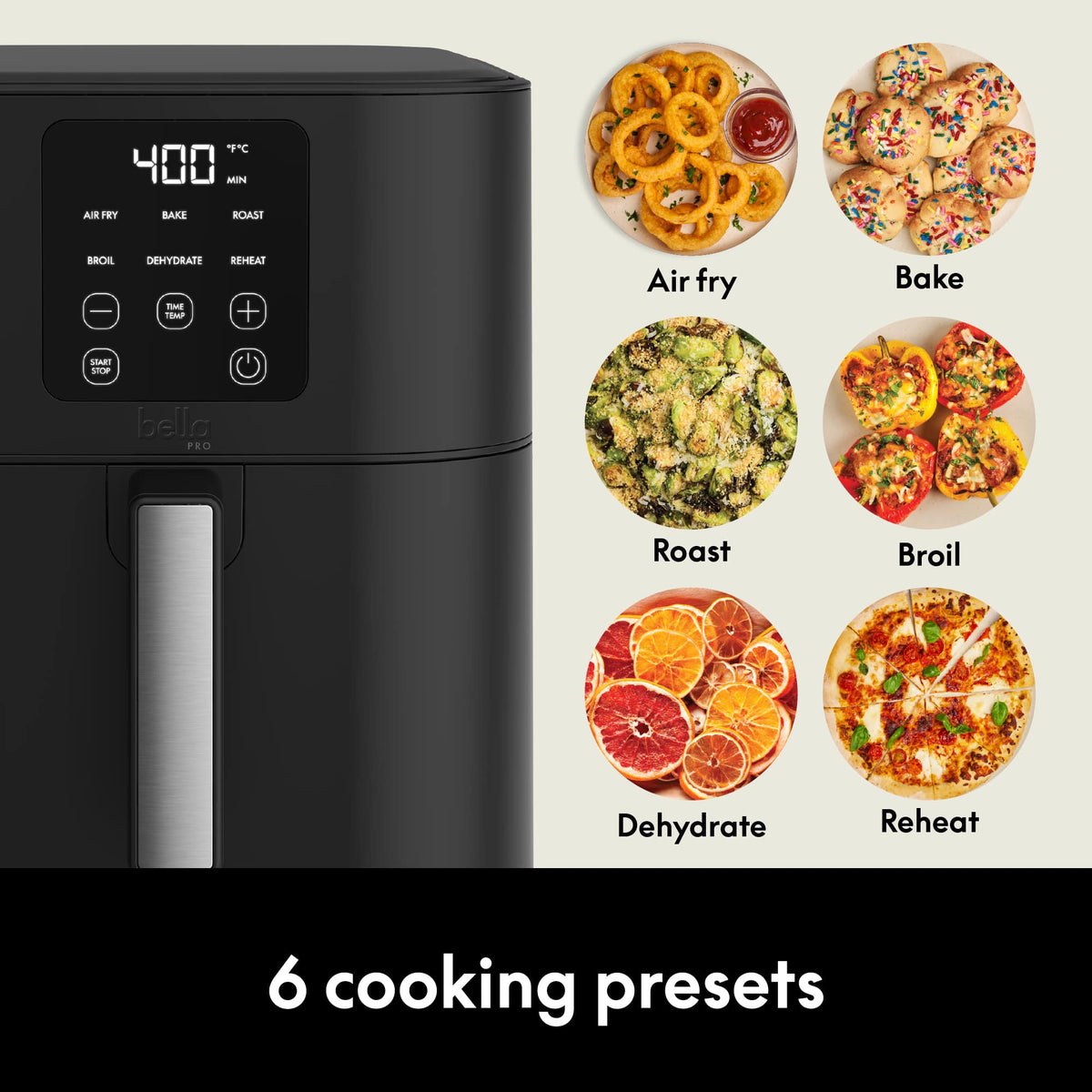 bella PRO - 8-qt. Slim Dual Flex Basket Air Fryer with 6 Easy-to-Use Functions - Black