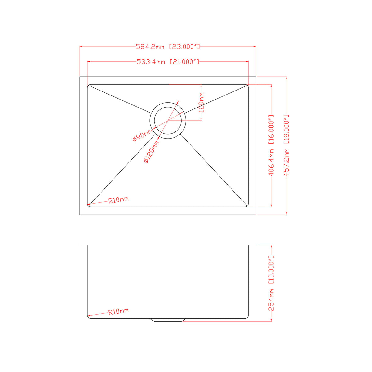 Undermount Steel Kitchen Sink, Deep Single Bowl Basin