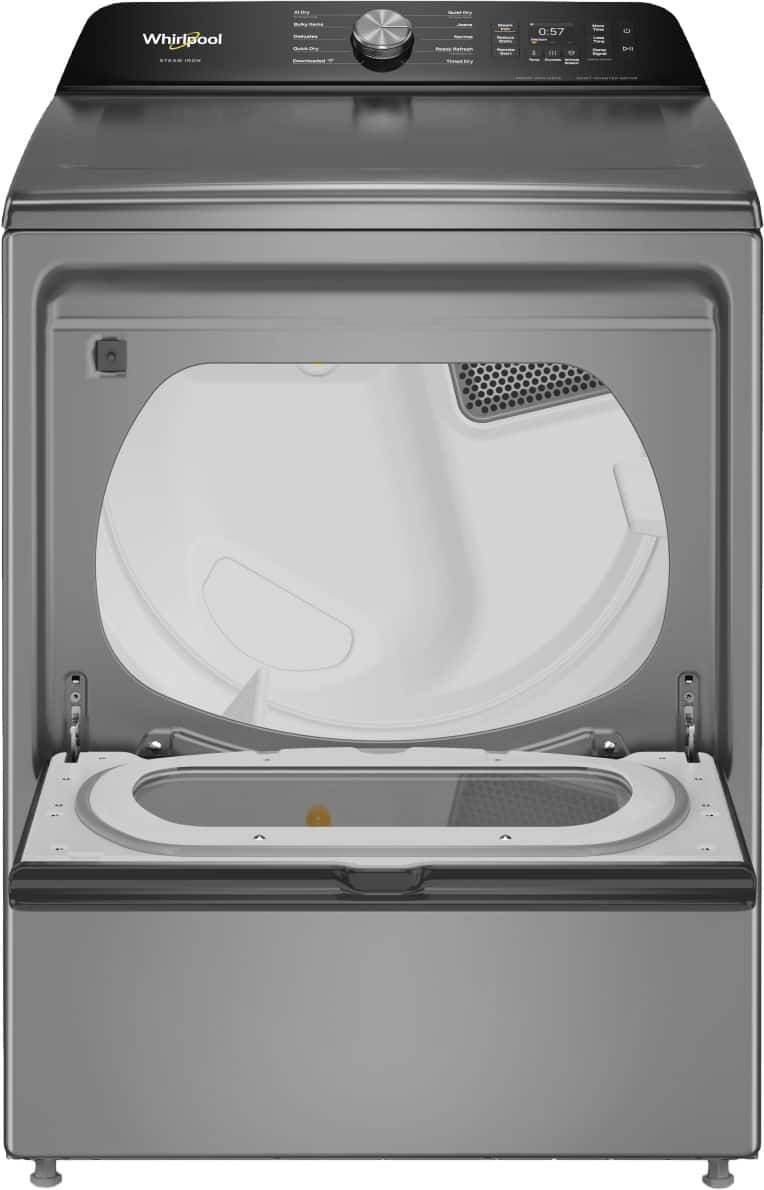 Whirlpool - 7.5 cu. ft. Smart Gas Top Load Dryer with Steam Iron and AI Dry - Radiant Silver
