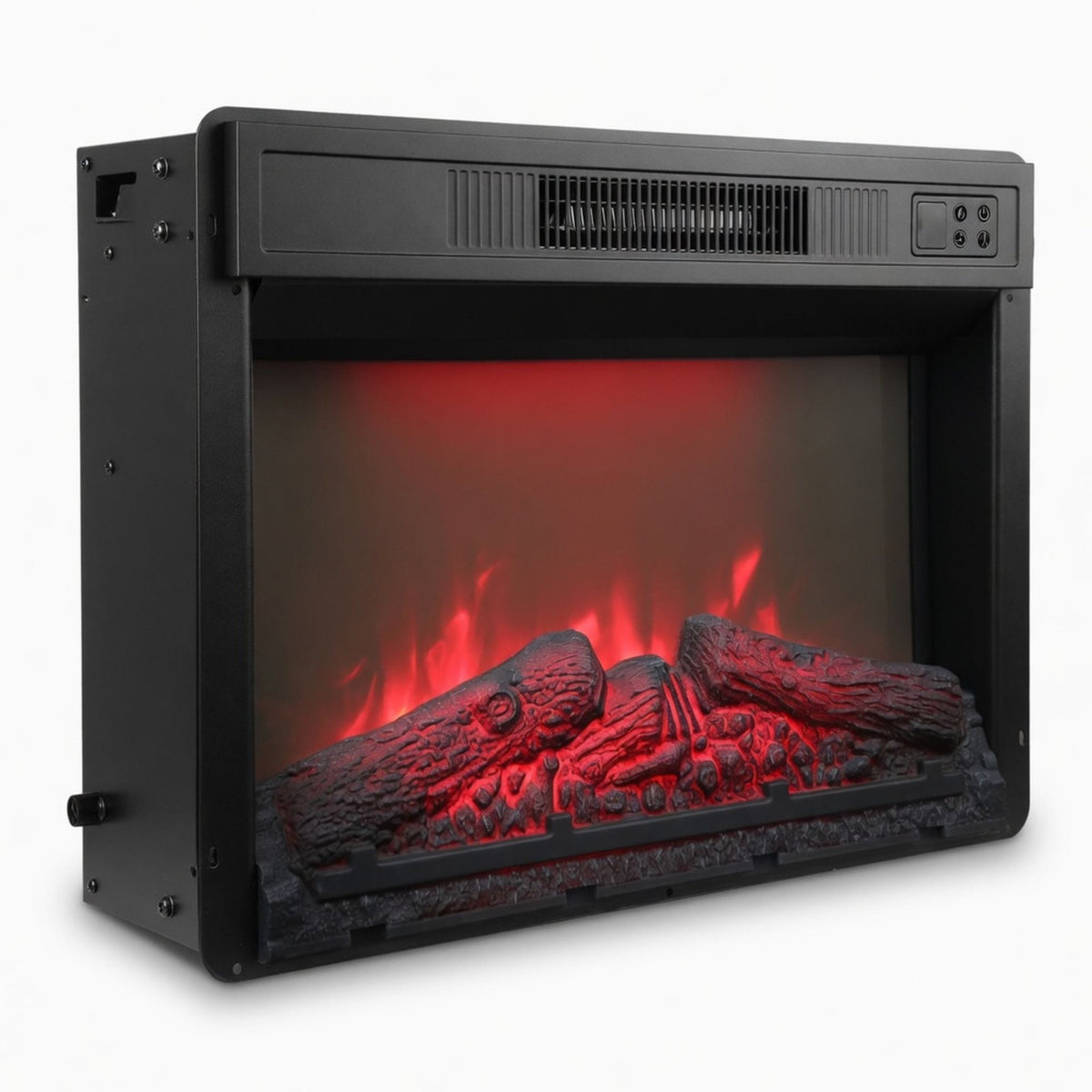 Calentador Eléctrico para Chimenea con Llamas Multicolor, Control Remoto - Negro