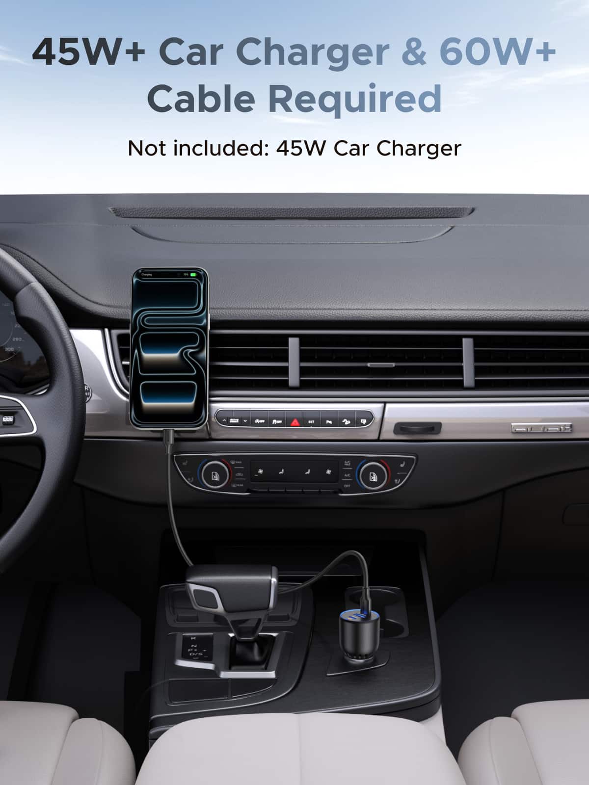 UGREEN - Qi2 25W MagSafe Car Mount Charger, Magnetic Wireless Car Charger for iPhone 17-12 Series (Cable Included, No AC Adapter) - Blue