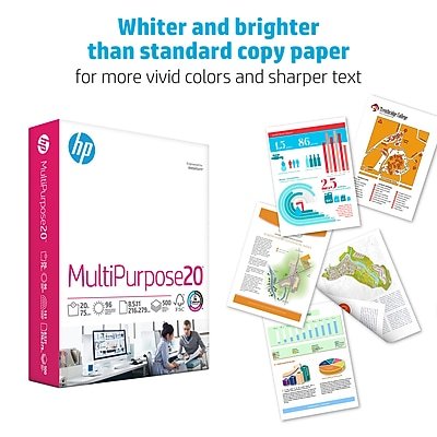 HP - 8.5" x 11" Multipurpose Paper, 20 lbs., 96 Brightness, 500 Sheets/Ream, 10 Reams/Carton - White