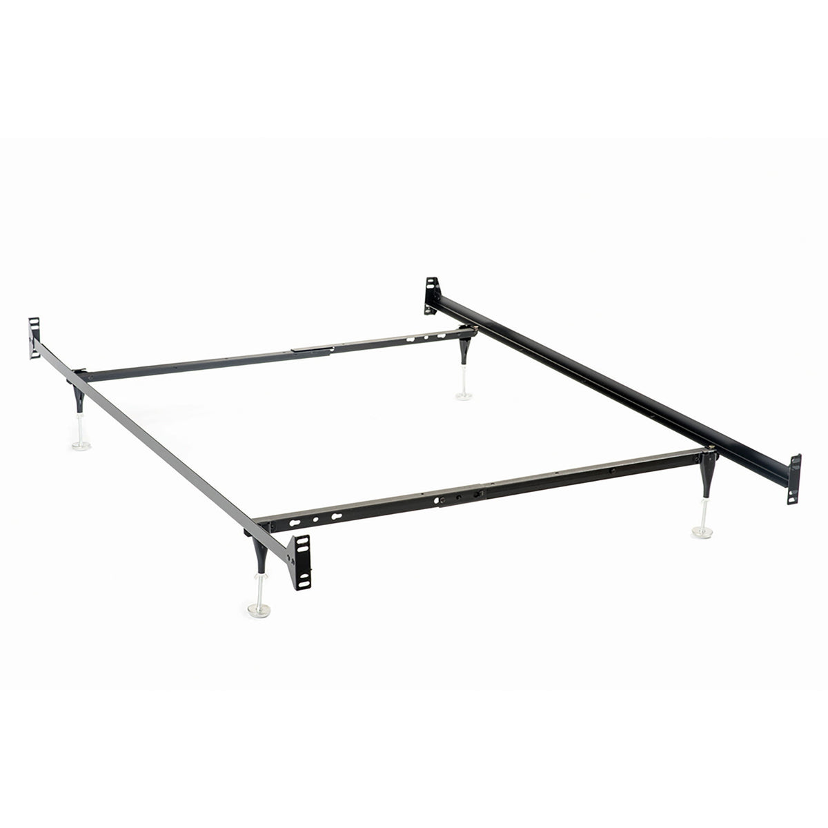 Renee - Estructura de cama doble / matrimonial con viga central reforzada y construcción atornillada - Negro