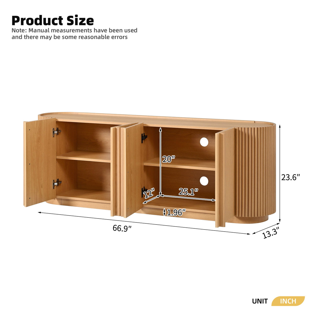 Mueble para TV con puerta de estilo tambor estriado