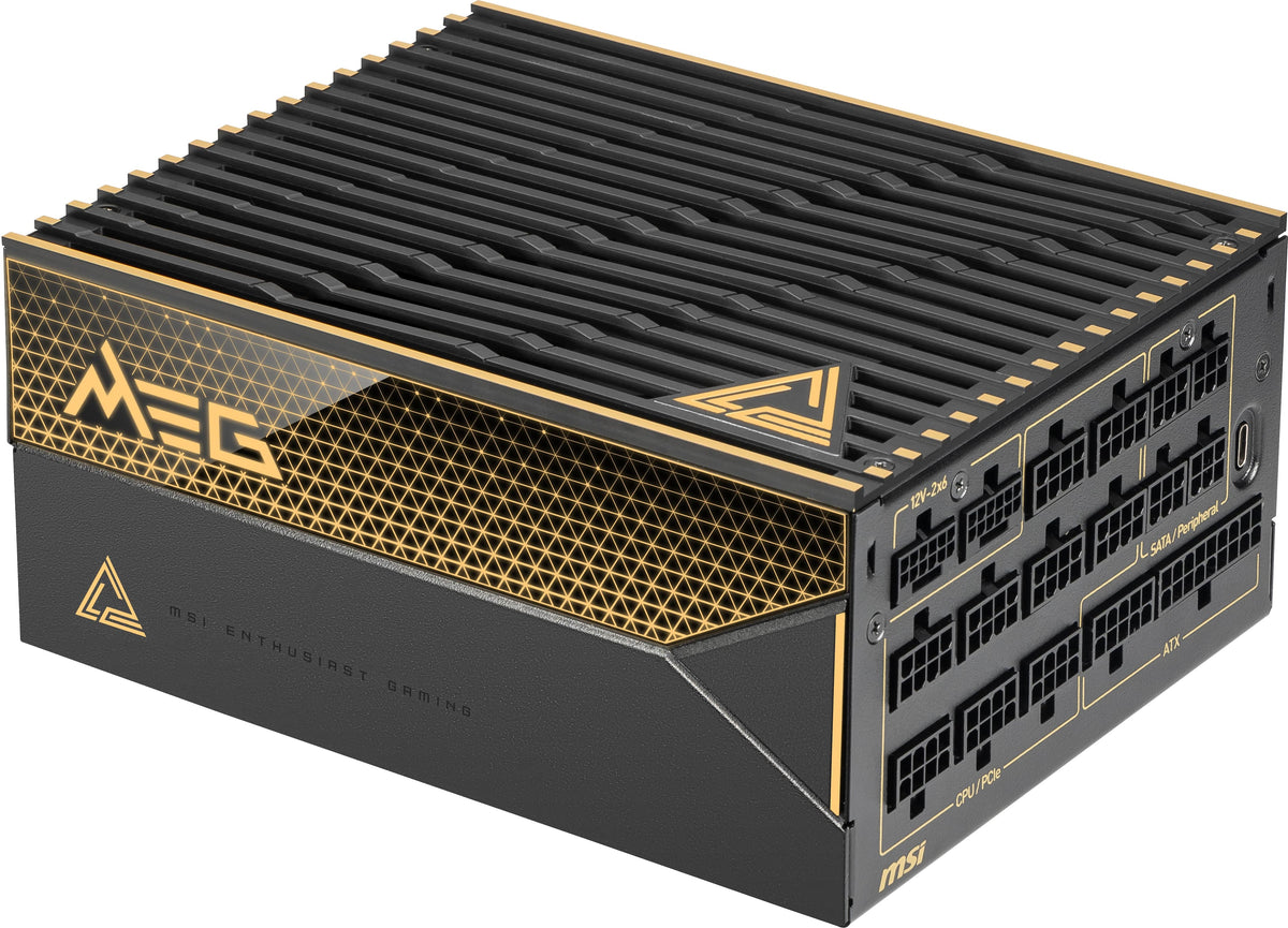 MSI - MEG Ai1600T PCIE5 1600W ATX 3.1 & PCIe 5.1 Ready Full Modular 80 Plus Titanium Gaming Power Supply - Black