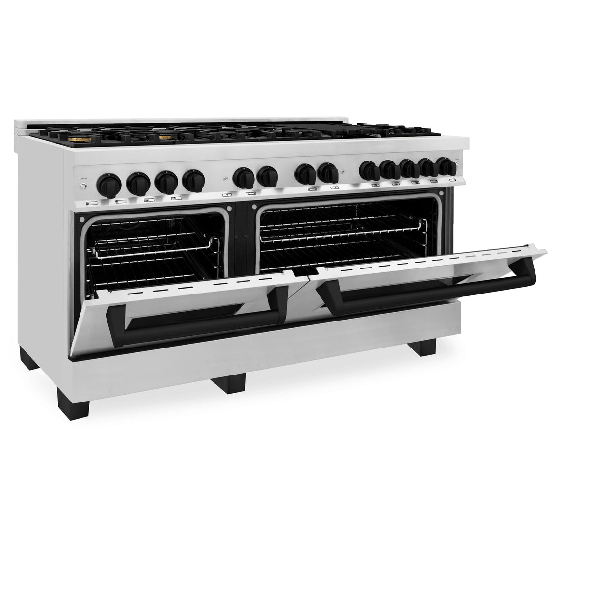 ZLINE - 60 in. Wide 8 Burner Autograph Legacy Dual Fuel Range & Matte Black Accents (RAZ-60-MB) - Multicolor
