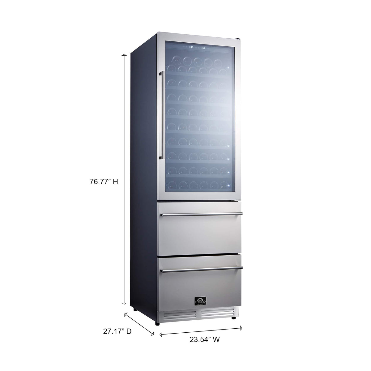 Forno Appliances - Azienda Dual Zone Convertible 108-Bottle Wine Cooler - Stainless Steel