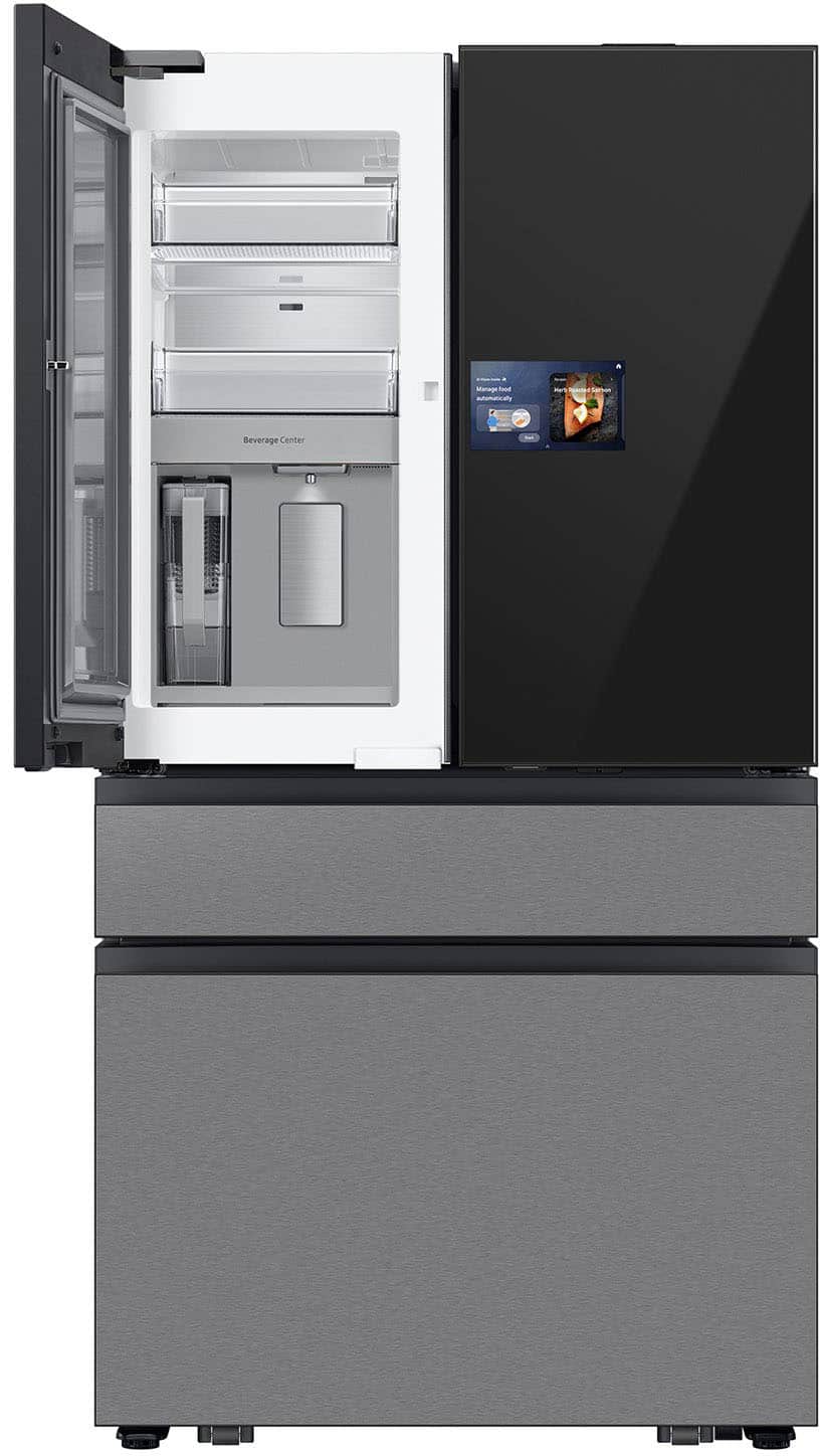 Samsung - 36 in. Wide Bespoke 23 cu. ft. Counter Depth 4-Door French Door Refrigerator with AI Home - Charcoal Glass / Stainless Steel