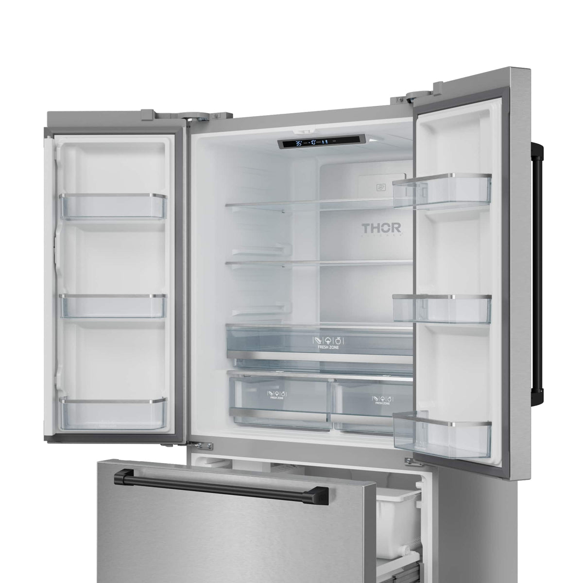 36 in. Wide Gordon Ramsay Series by Thor Kitchen 20.3 Cu. Ft. Counter Depth Refrigerator with Black Hardware - Stainless Steel