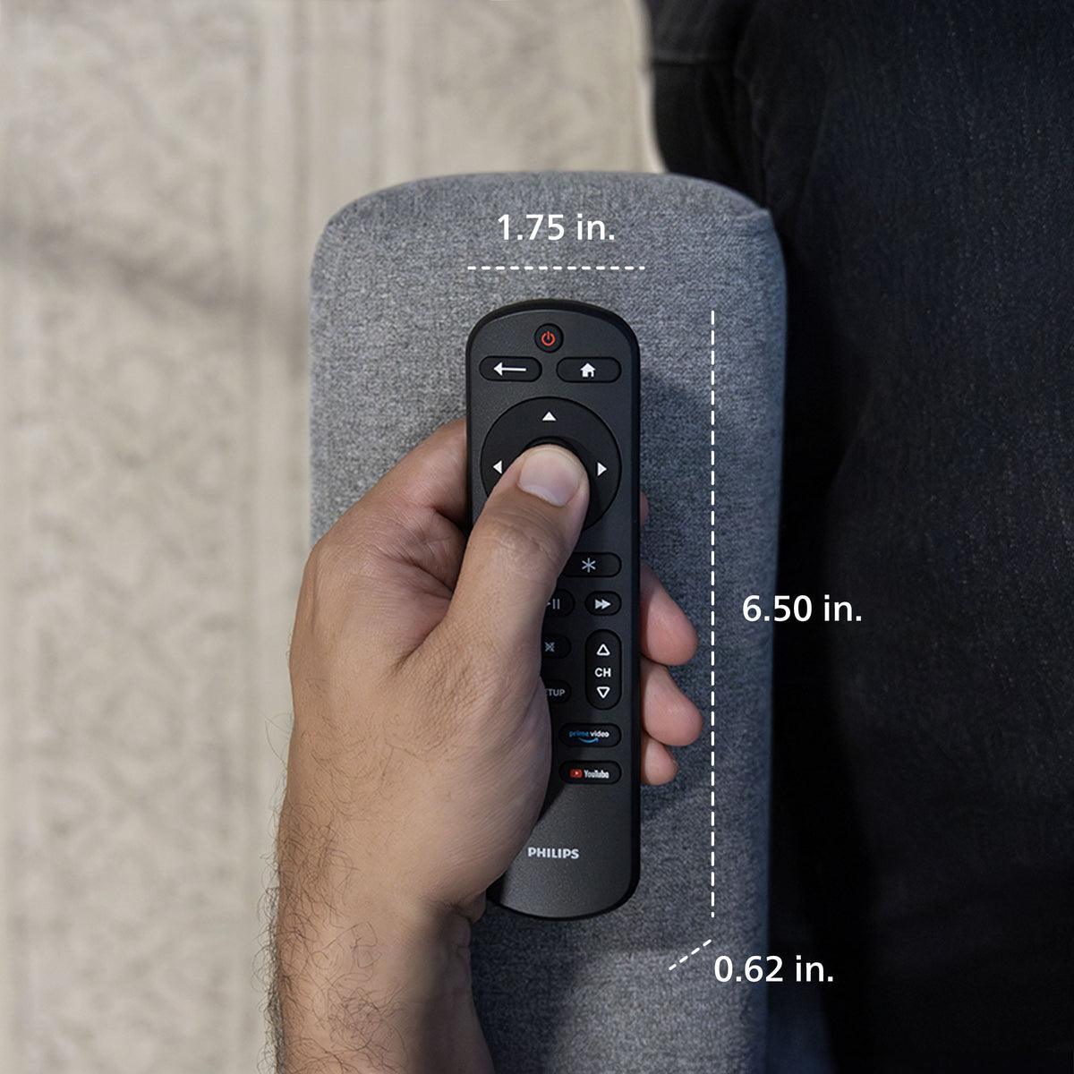 Philips - OneTouch Universal Remote Control for Samsung Smart TV, LG, Sony, VIZIO, Fire TV, Roku TV, Remote Replacement - Black