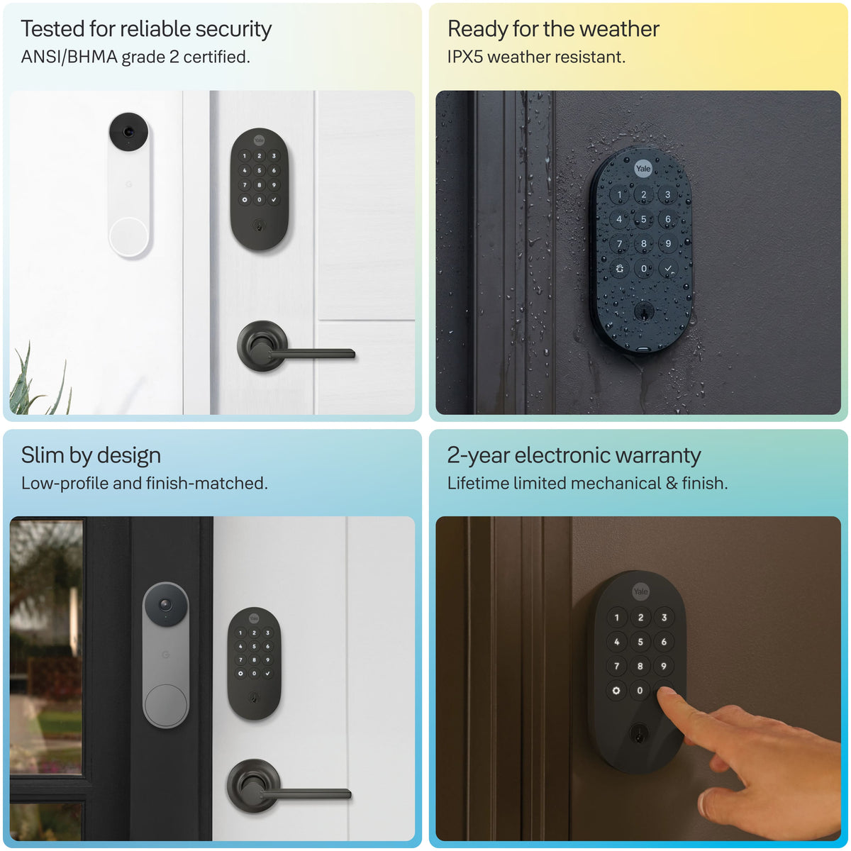 Yale - Smart Lock with Matter, Designed for Google Home; Electronic Deadbolt with Pushbutton Keypad - Snow