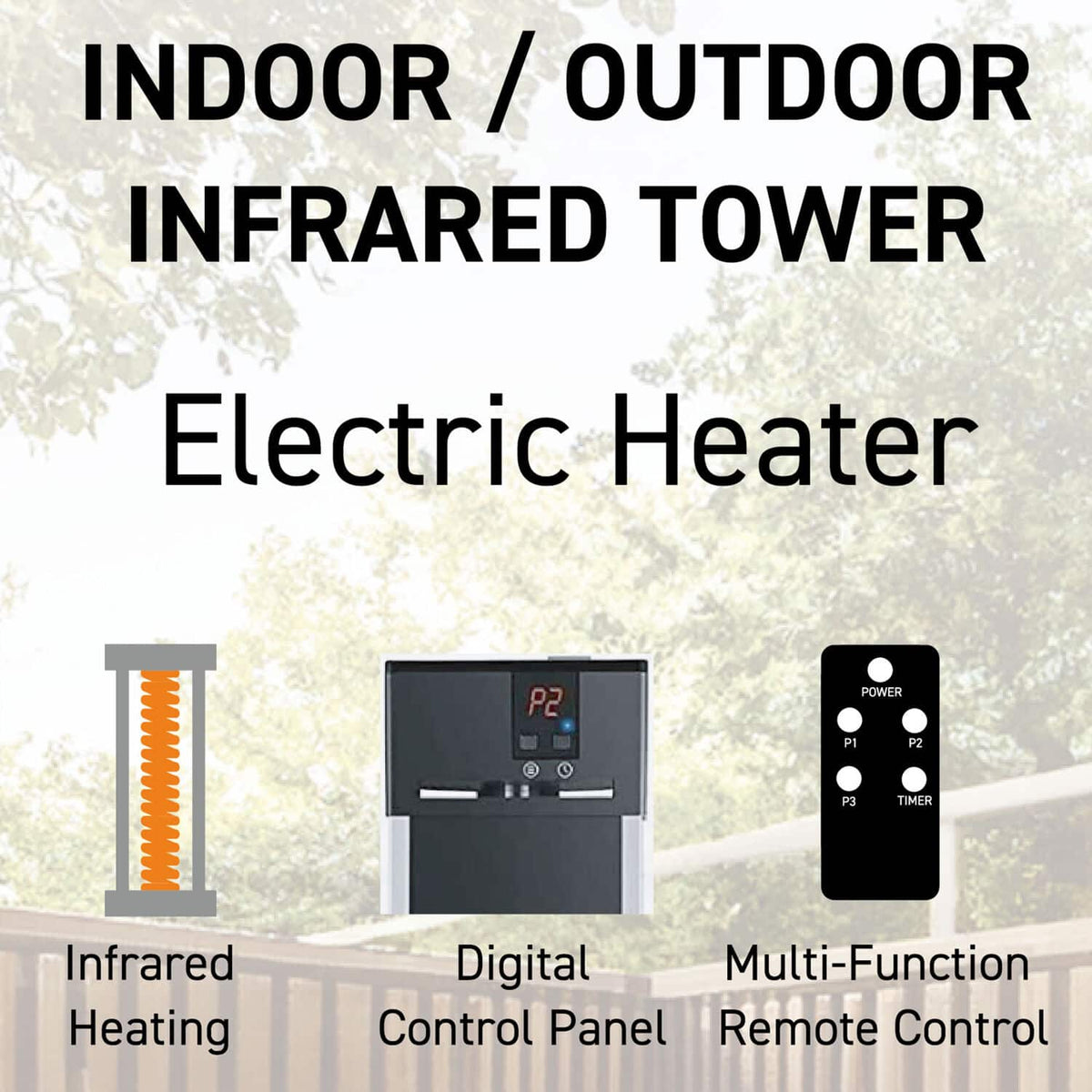 Lifesmart - Outdoor Infrared Tower Heater - Black