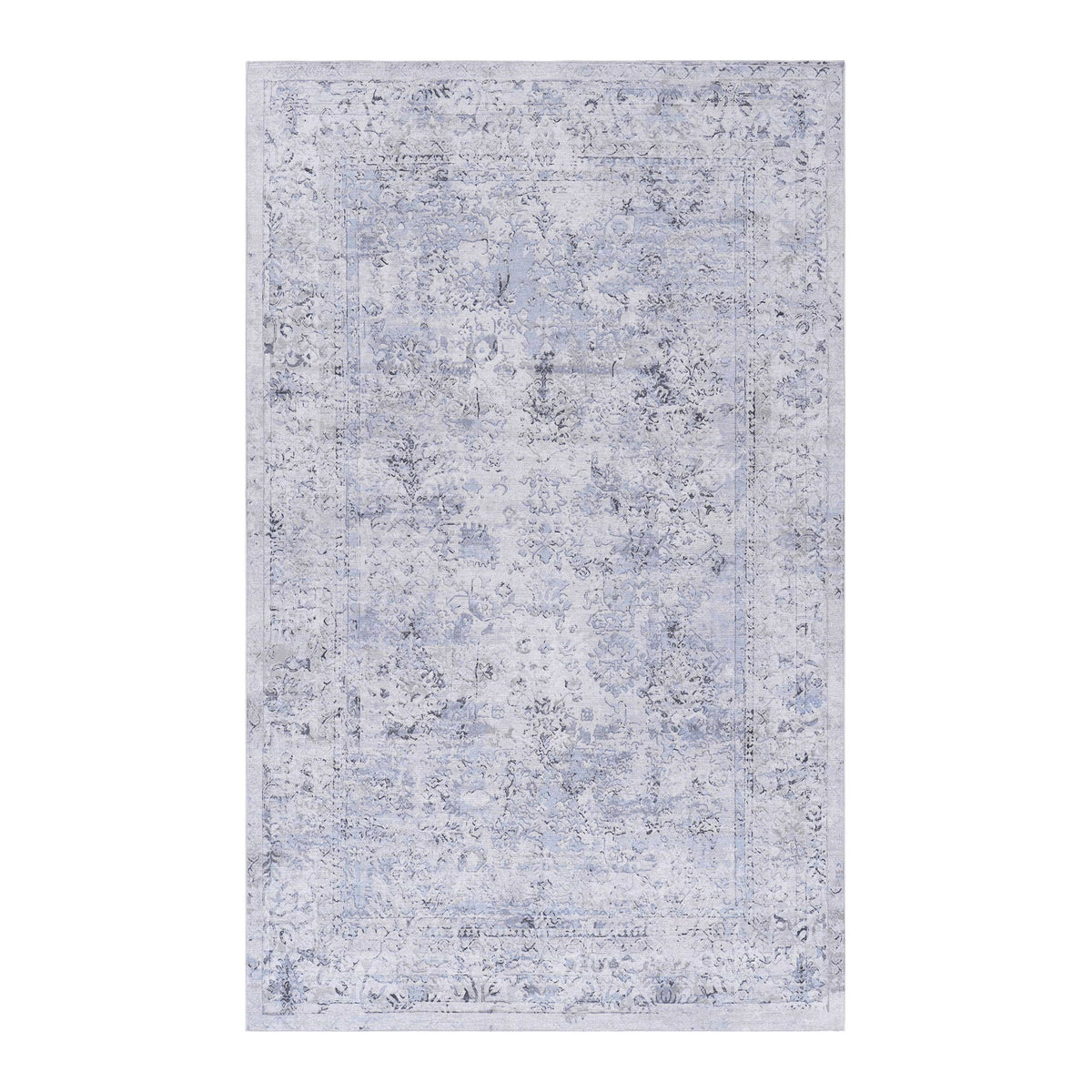 Maval - 2' X 3' Washable Area Rug - Blue / Cream