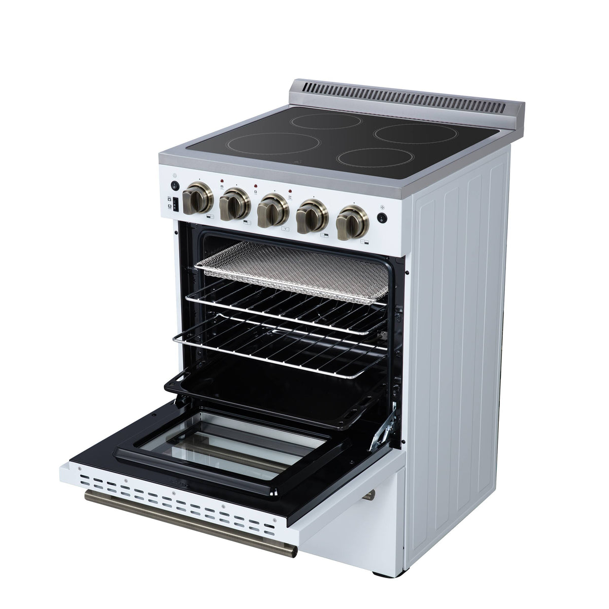 Forno Appliances - 24 in. Wide 4 Elements Loiano 2.3 Cu. Ft. Freestanding Electric Range with Storage Drawer - White