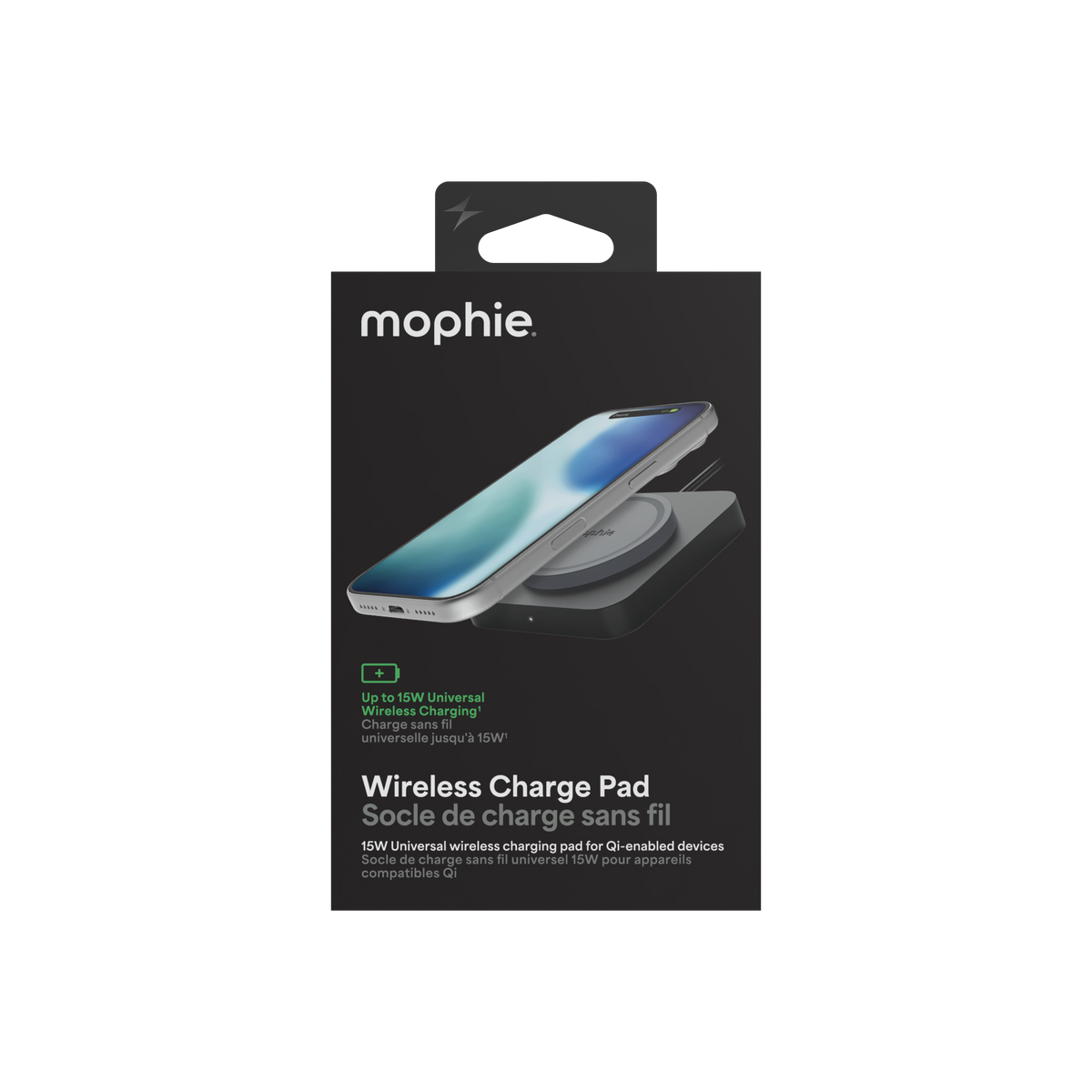 mophie - Universal, 15W, Wireless Charging Rad for Qi-enabled devices - Black
