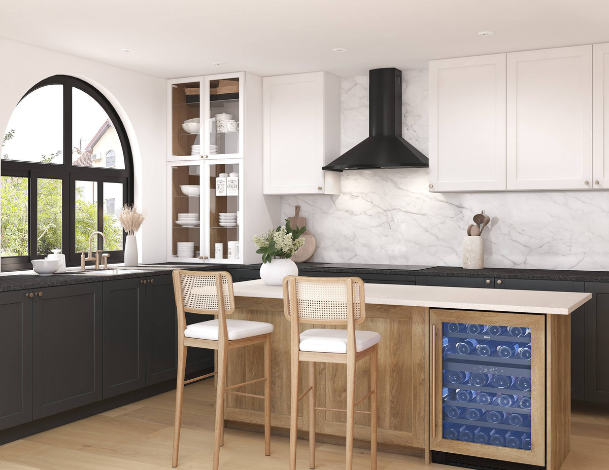 Zephyr - 30 inches - Convertible - Wall Range Hood - Black