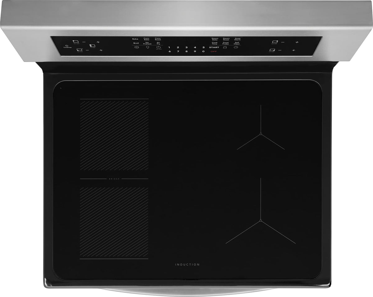 Frigidaire - Gallery 30 in. Wide 4 elements 5.3 Cu. Ft. Freestanding Electric Induction Total Convection Range - Stainless Steel